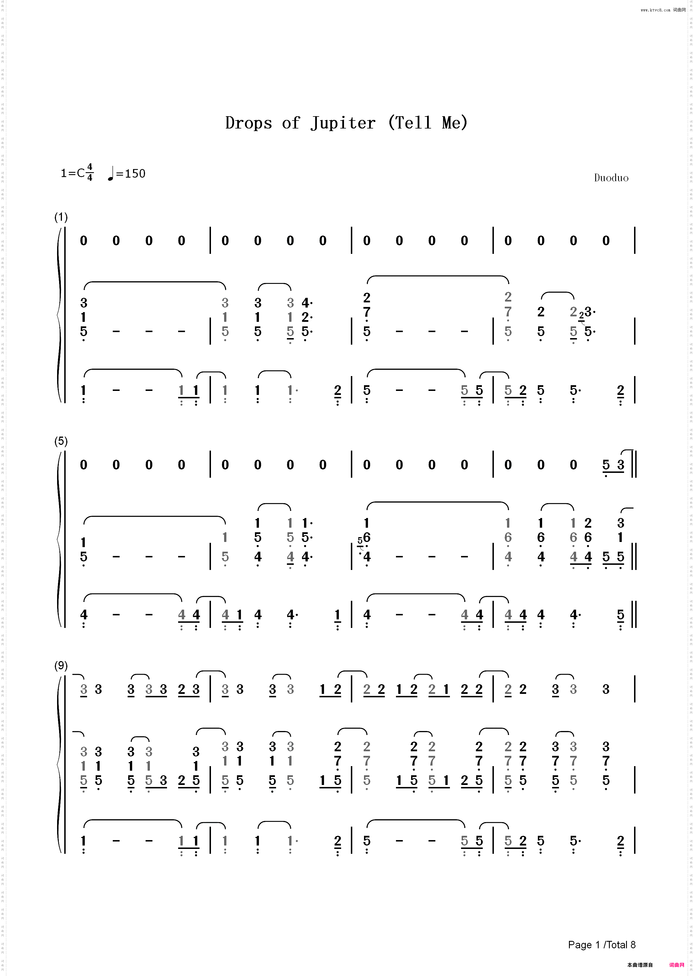 Drops of Jupiter Tell Me-Train_简谱版