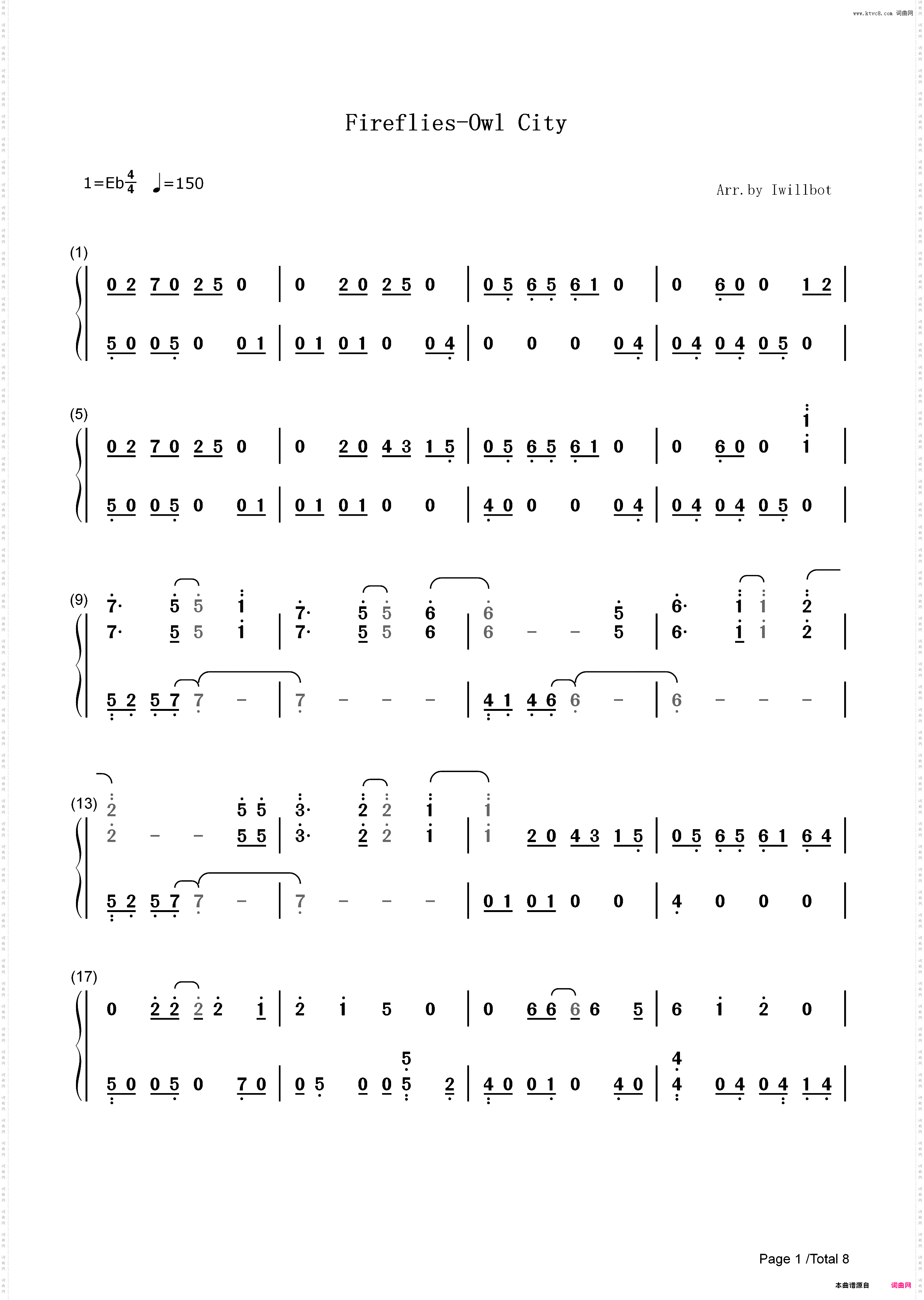 Fireflies-Owl City_简谱版