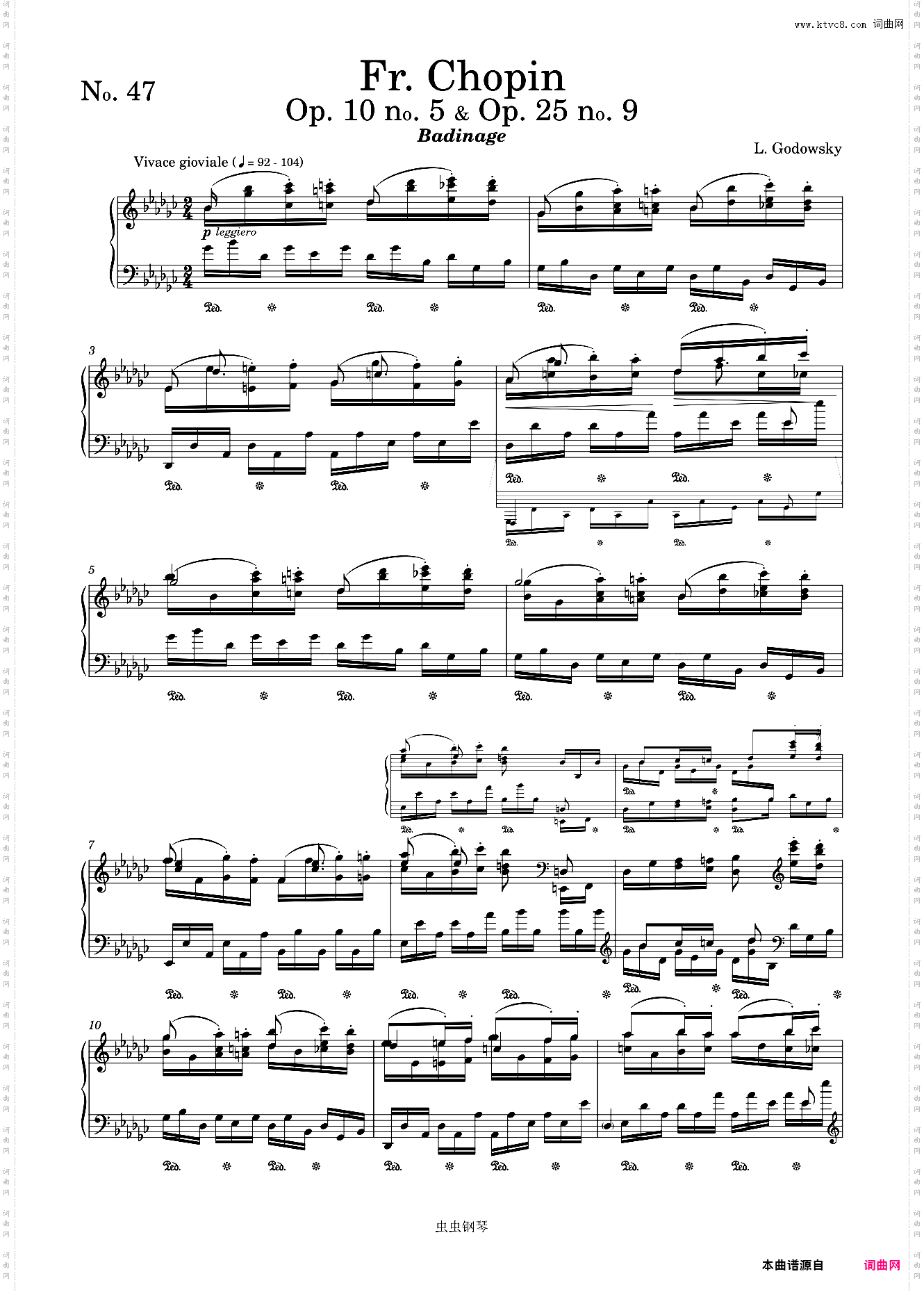 Godowsky - Study in G-flat major after Chopin's op·10 no·5 and op·25 no·9