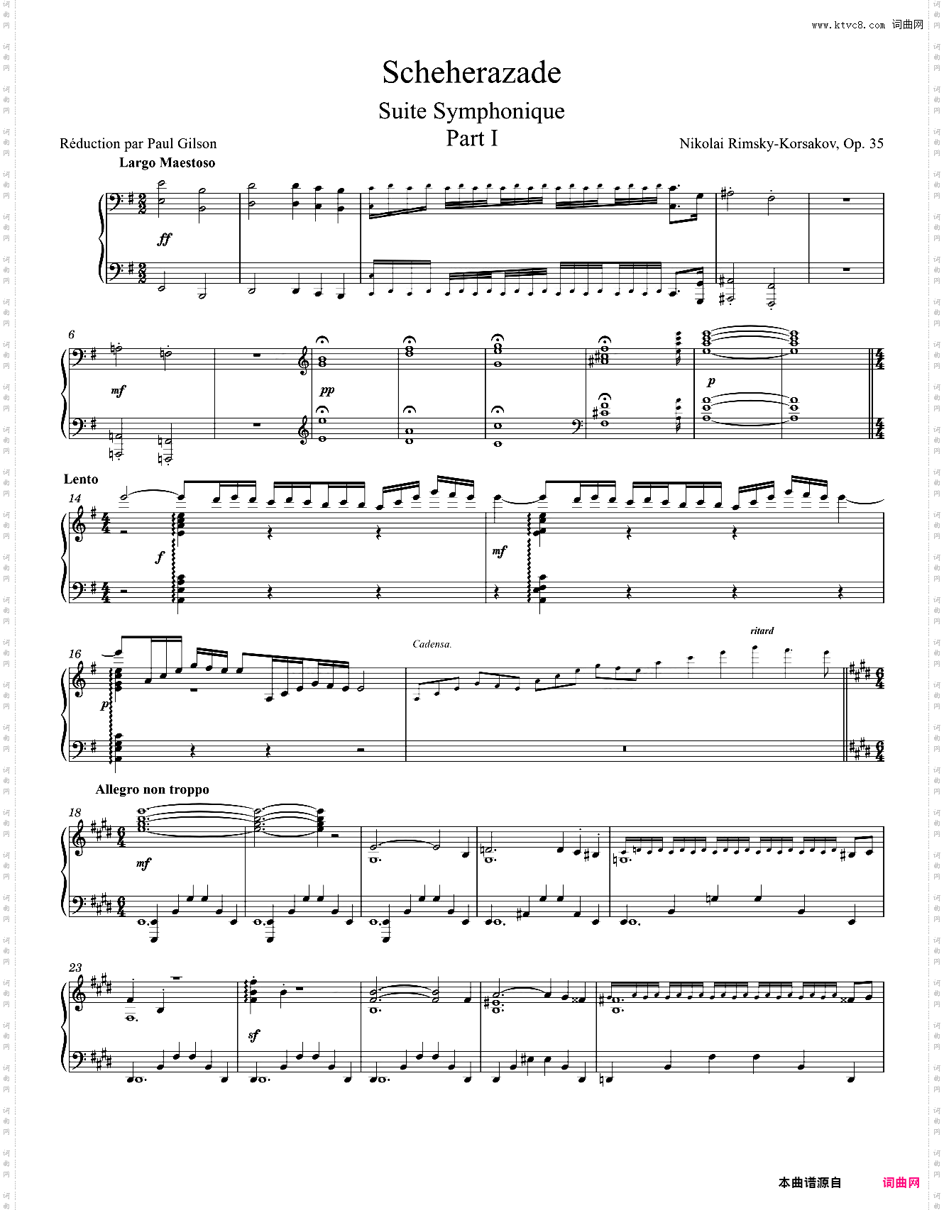 Rimsky-Korsakov Scheherazade - Part I Piano solo