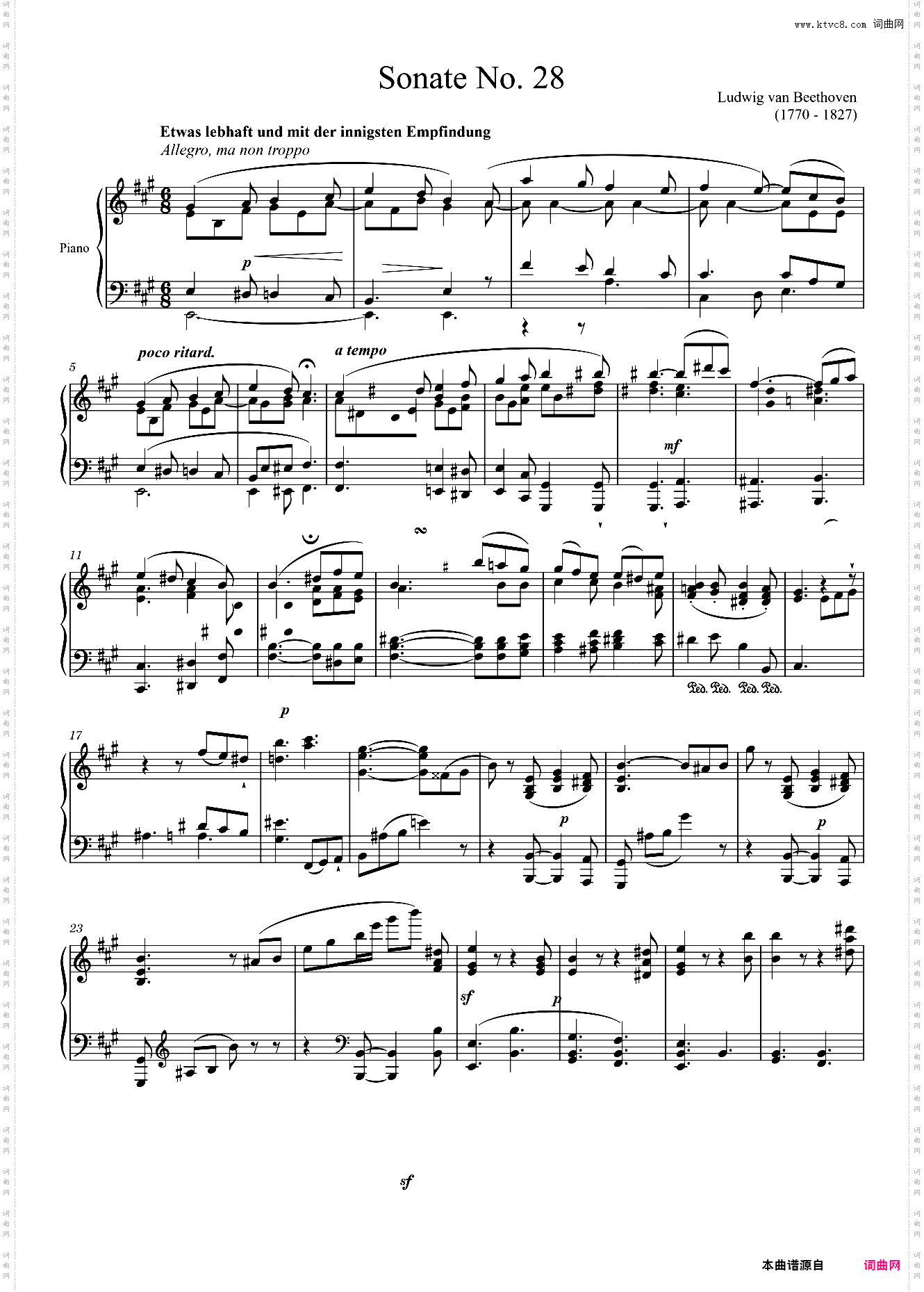 Sonate No· 28, 1st Movement