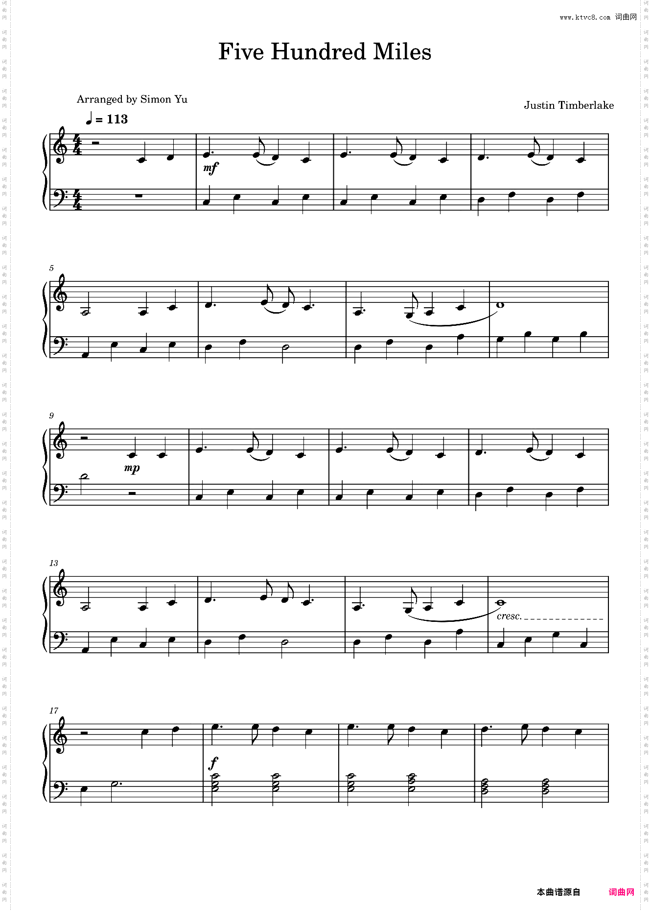 Five Hundred Miles - Justin Timberlake