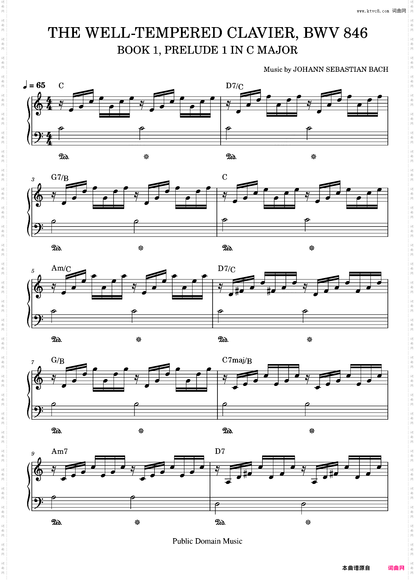 C大调第一前奏曲 THE WELL-TEMPERED CLAVIER, Book 1, Prelude 1 in C Major by Johann Sebastian BACH