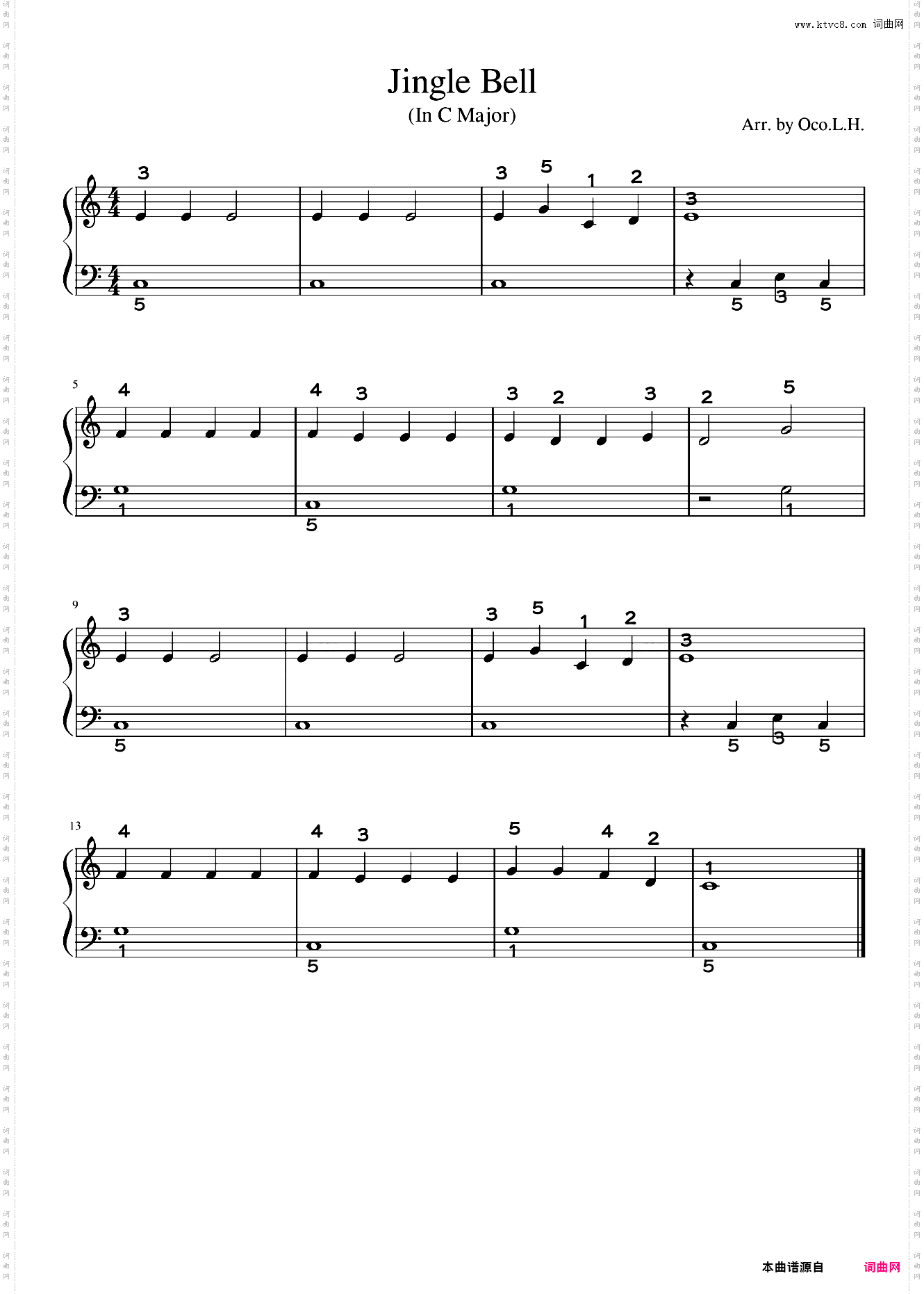 《Jingle Bell》C大调简易版本