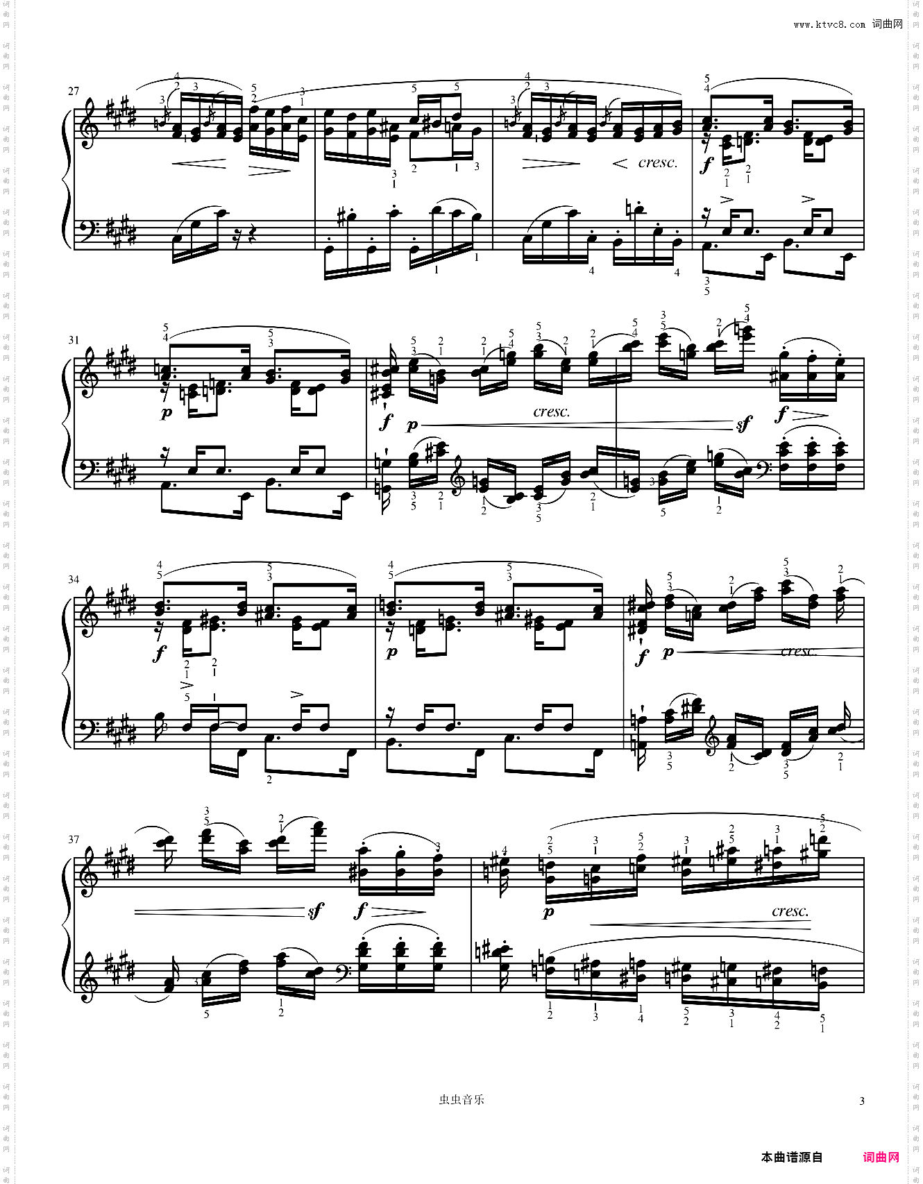 Etudes, Op·10 No·3 in E-Chopin 肖邦练习曲 离别曲 肖邦E大调练习曲 作品10第三首第三号肖邦离别曲 Tristesse