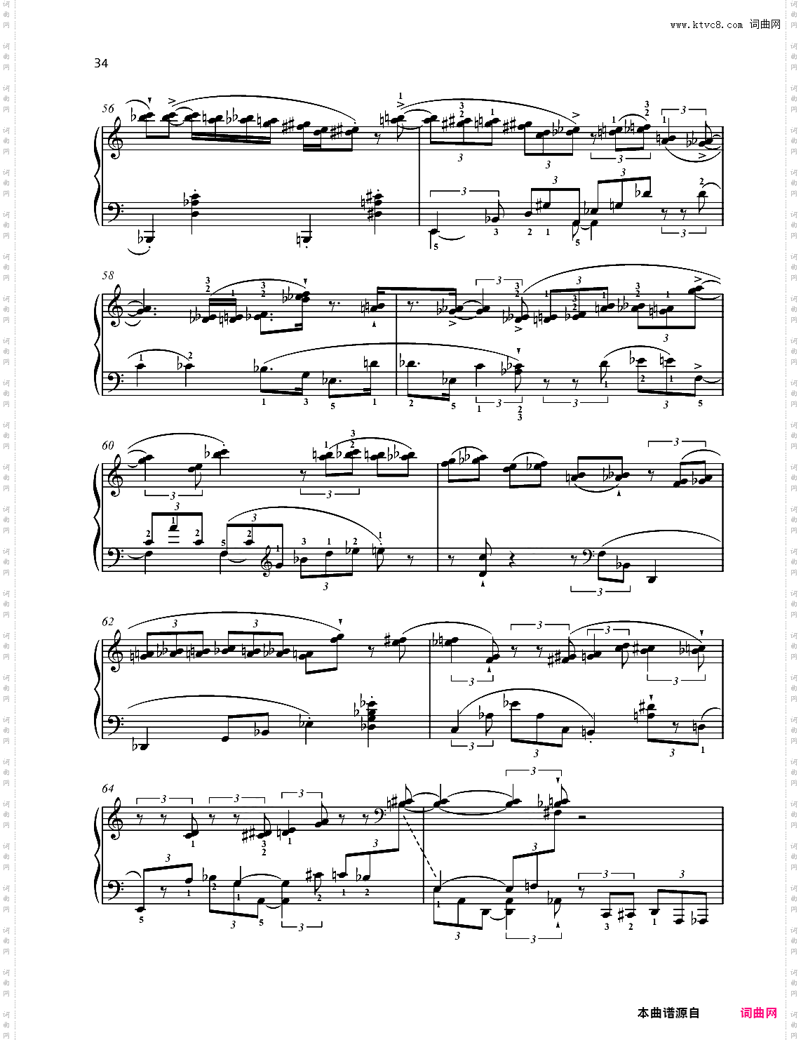 五首练习曲之大二度练习曲 op 68 no 34