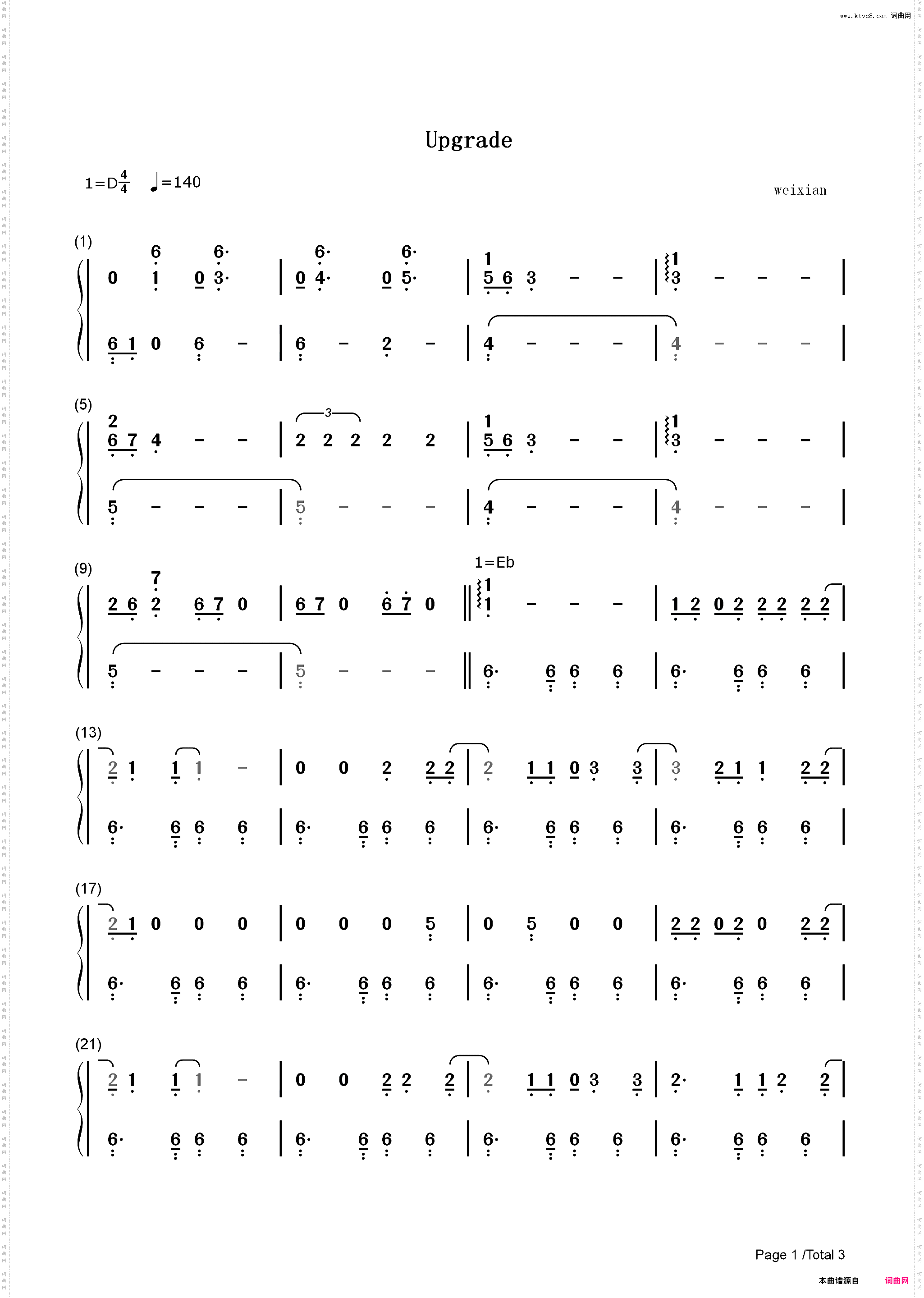 Upgrade-Joji_简谱版