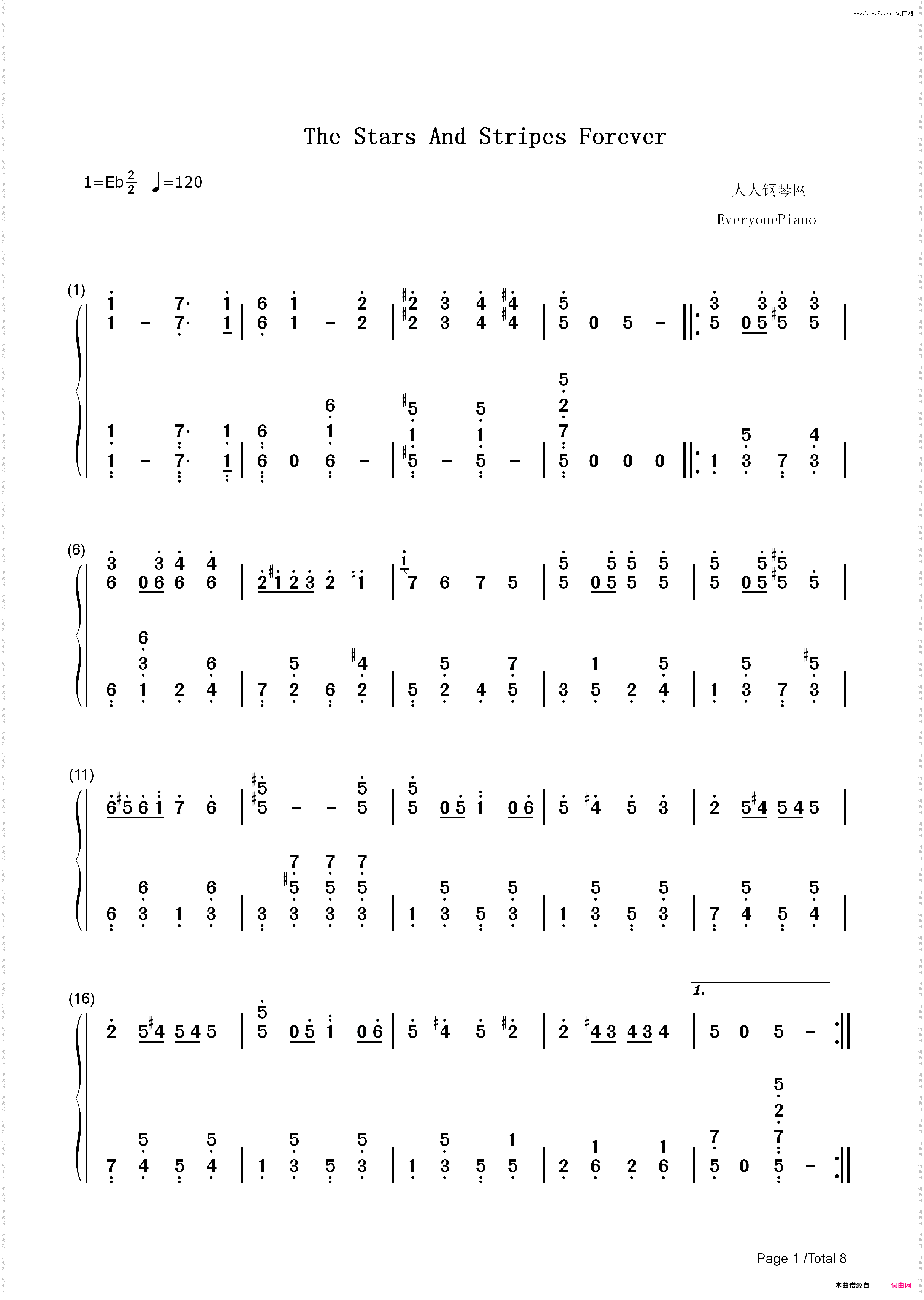 The Stars and Stripes Forever-John Philip Sousa_简谱版