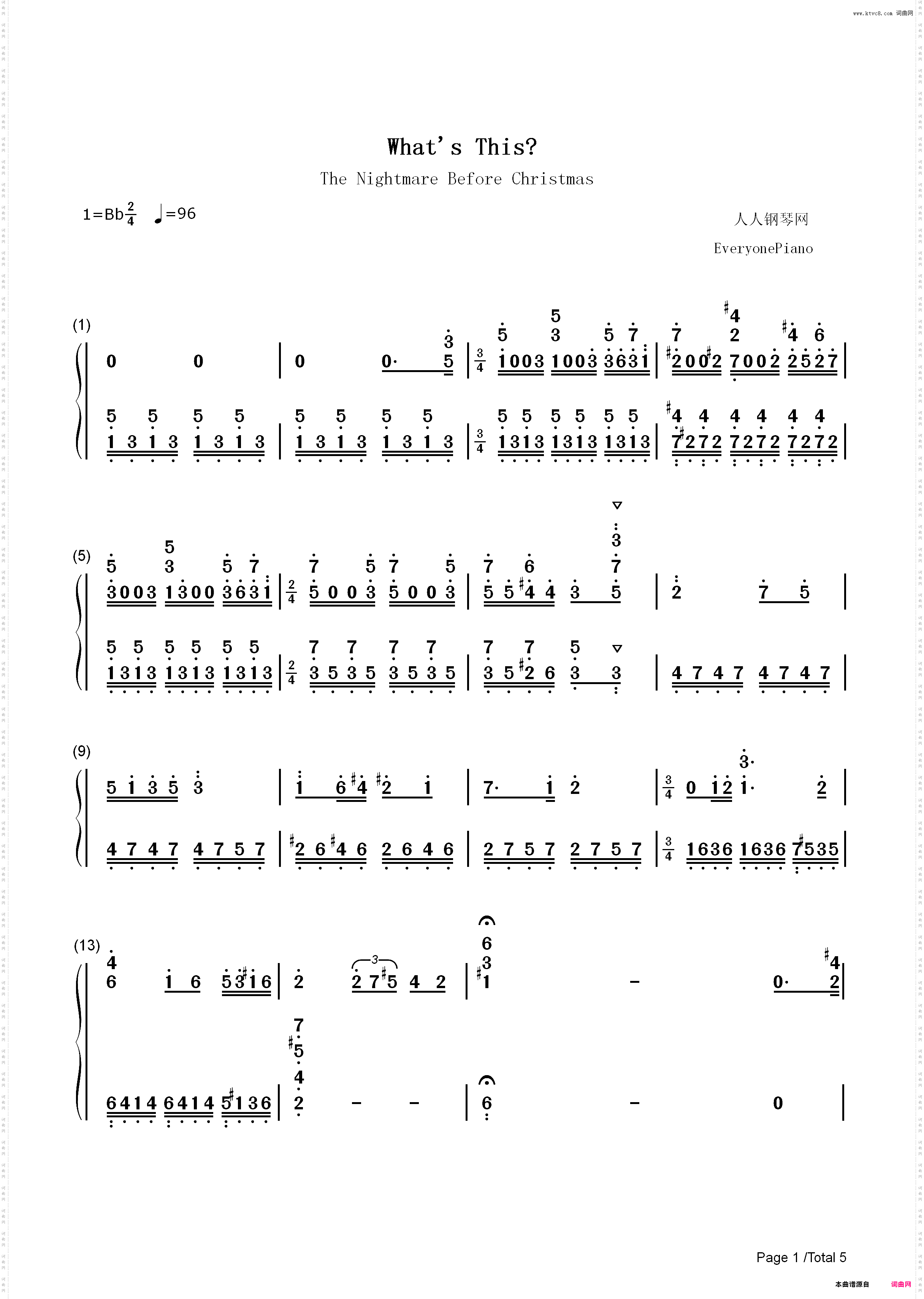 Whats This-**夜惊魂OST_简谱版