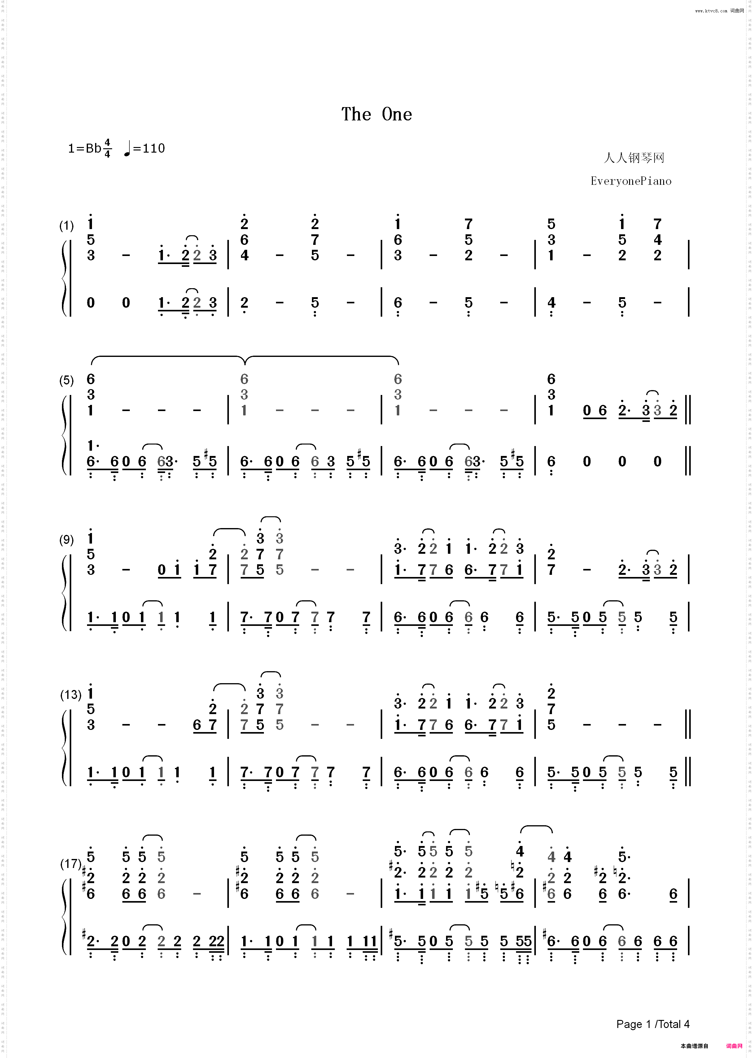 The One-Backstreet Boys_简谱版