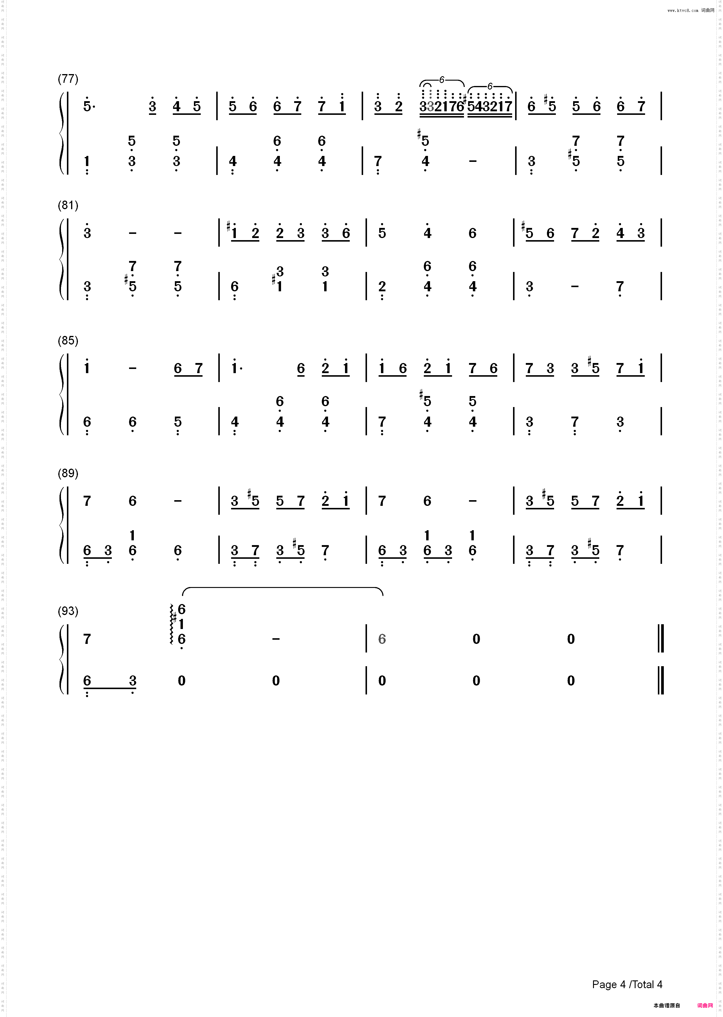 Pour Chopin-说给萧邦_简谱版