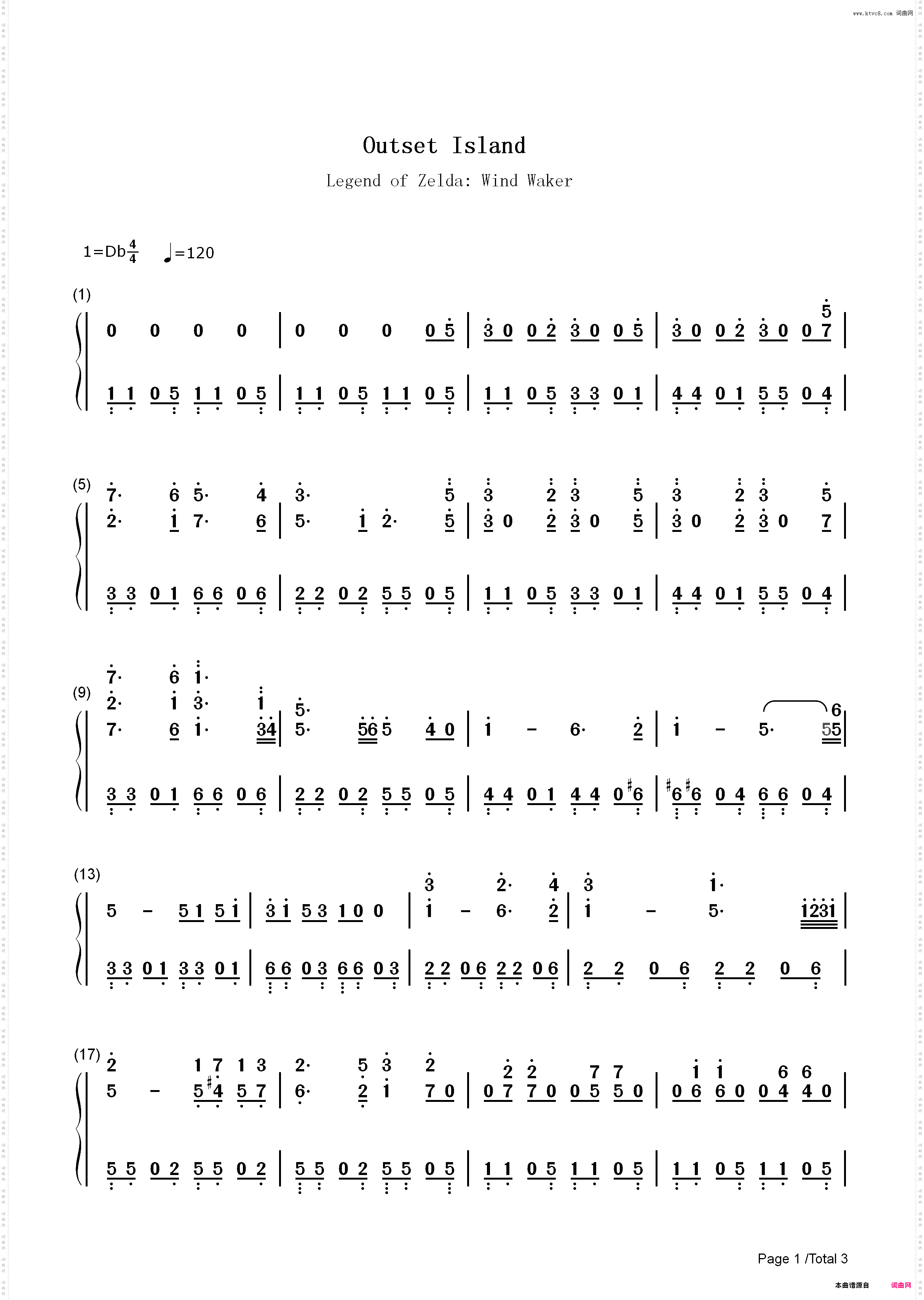 Outset Island-塞尔达传说风之杖_简谱版