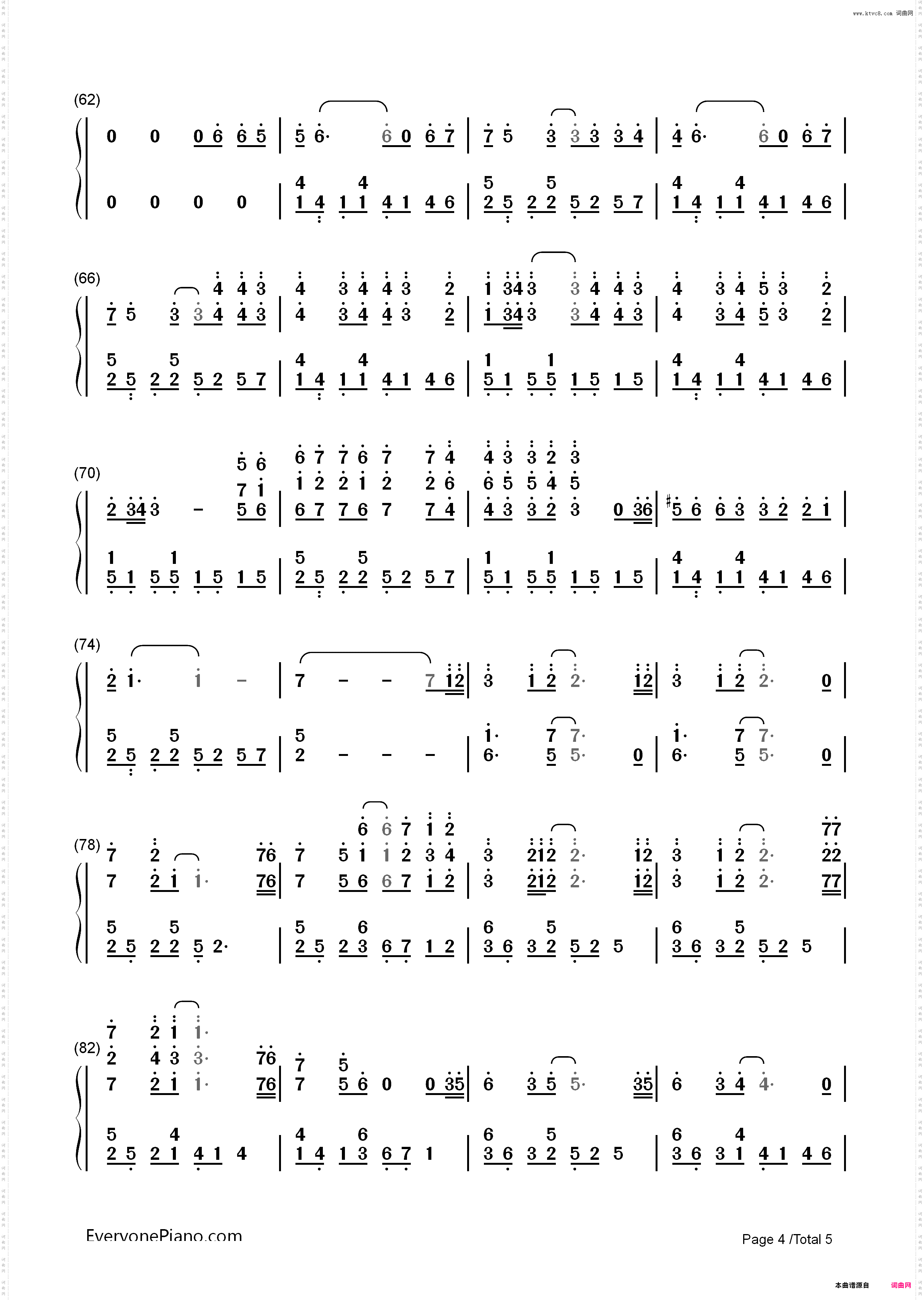 Tum Hi Ho-爱曲2插曲_简谱版