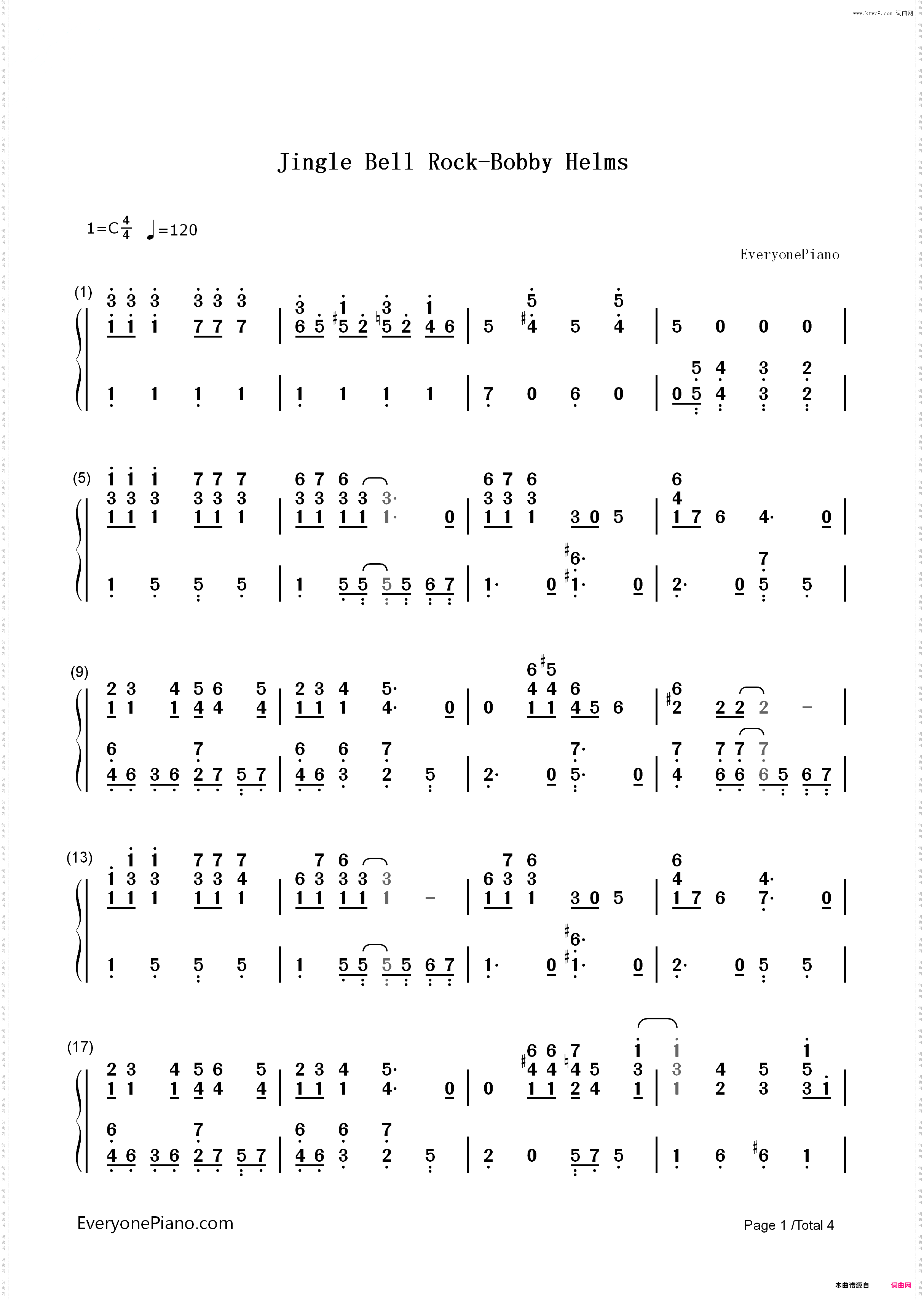 Jingle Bell Rock-Bobby Helms_简谱版
