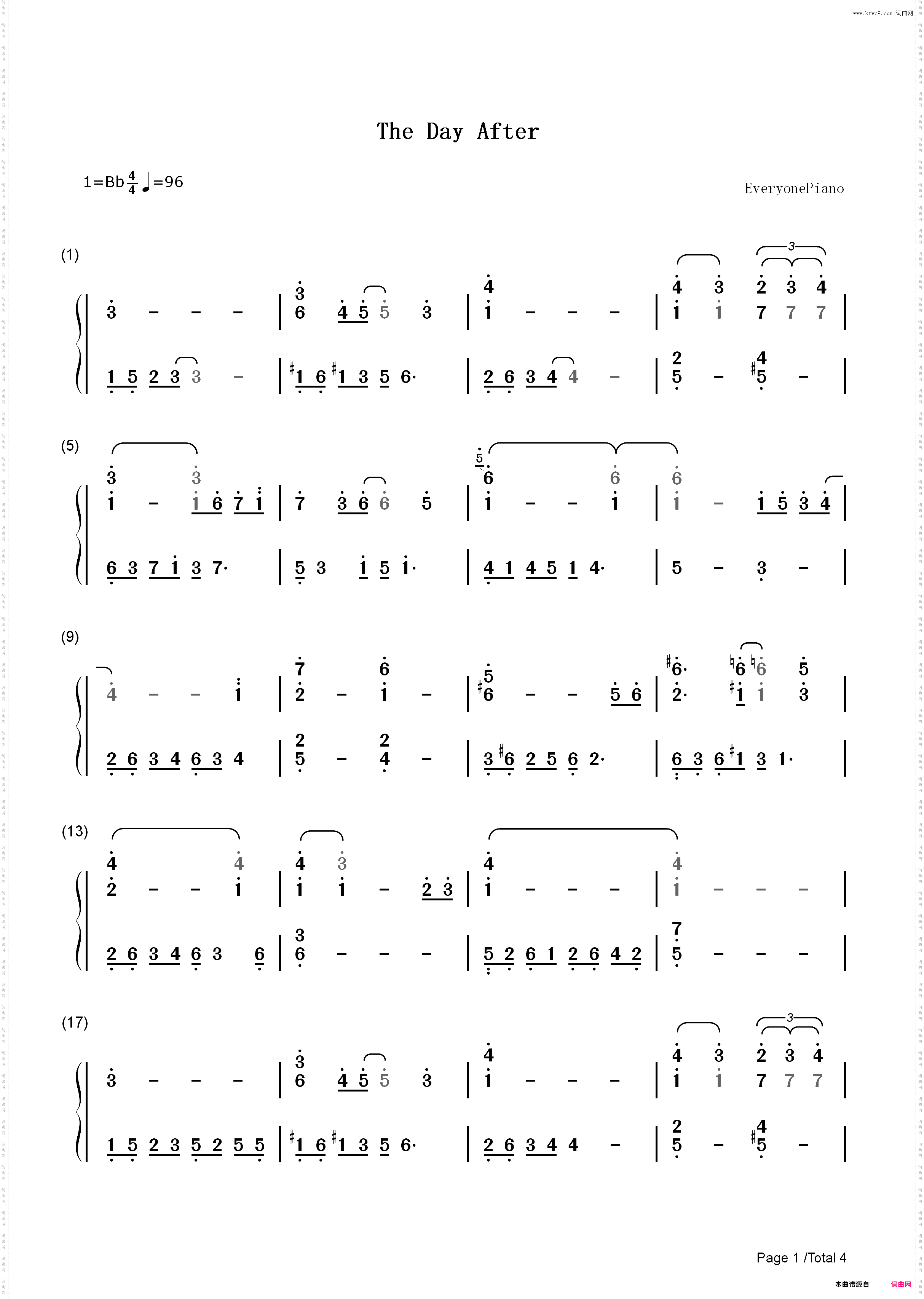 The Day After-李闰珉_简谱版