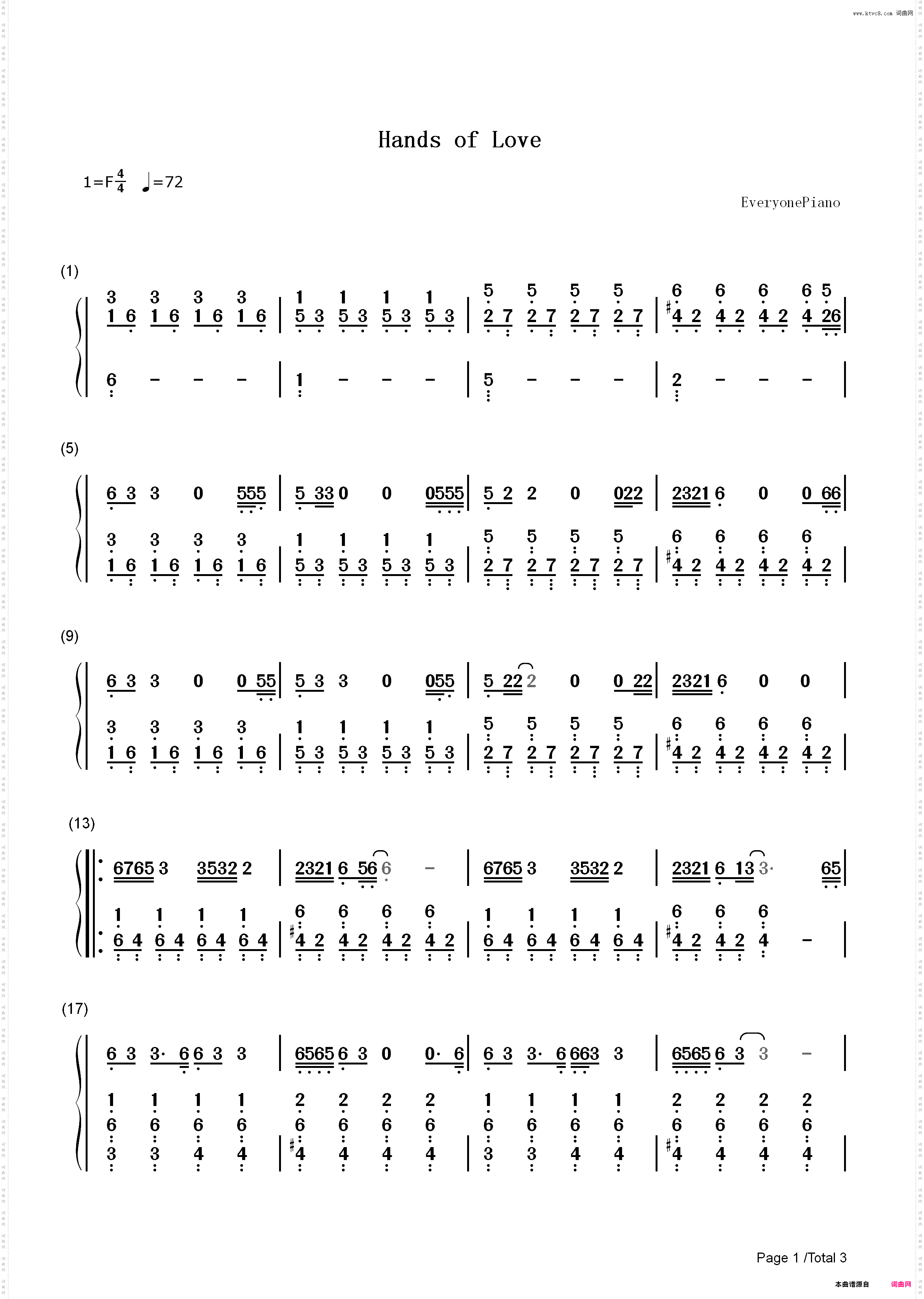 Hands of Love-Miley Cyrus_简谱版