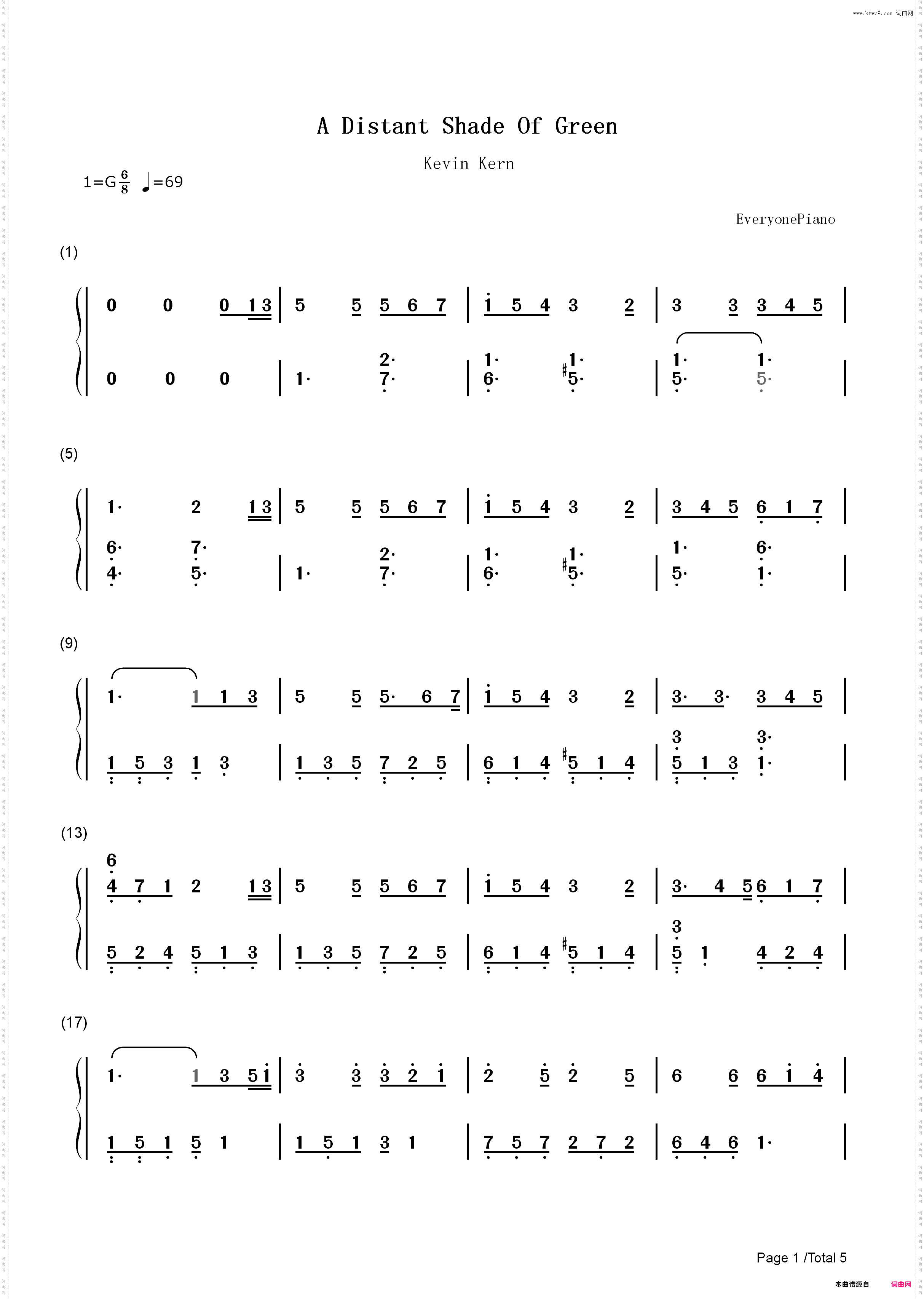 A Distant Shade of Green-Kevin Kern_简谱版