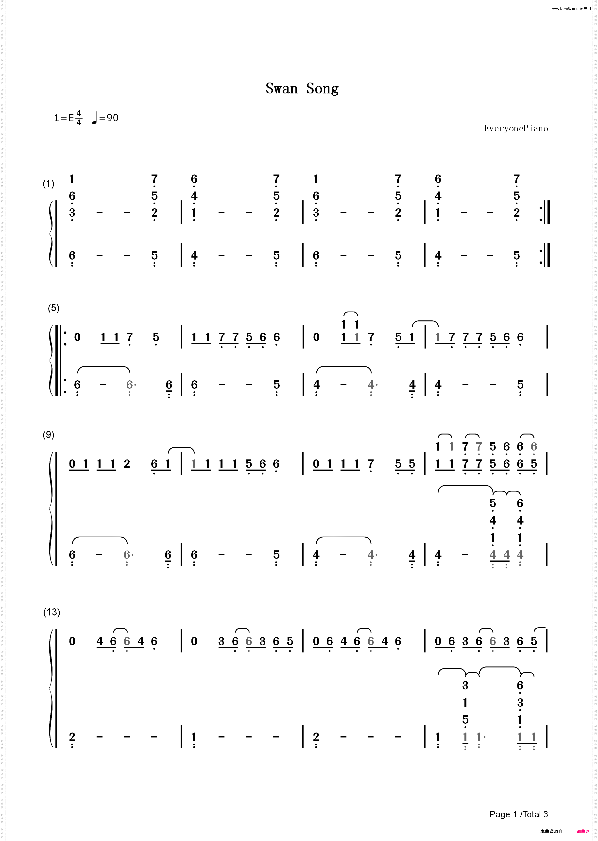 Swan Song-Lana Del Rey_简谱版