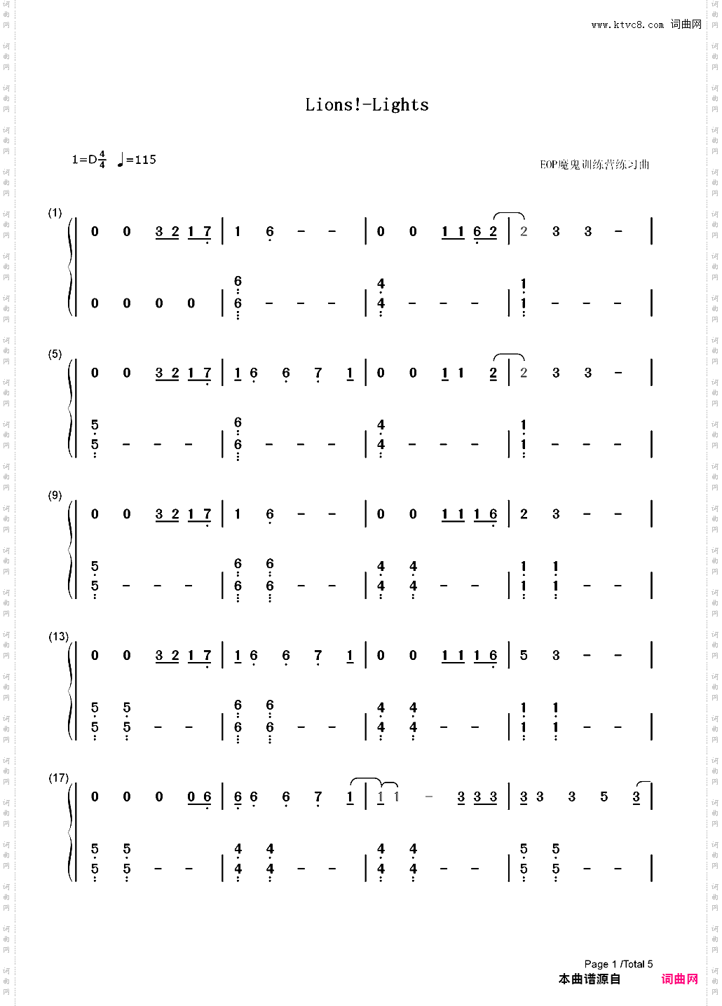 Lions!-Lights_简谱版