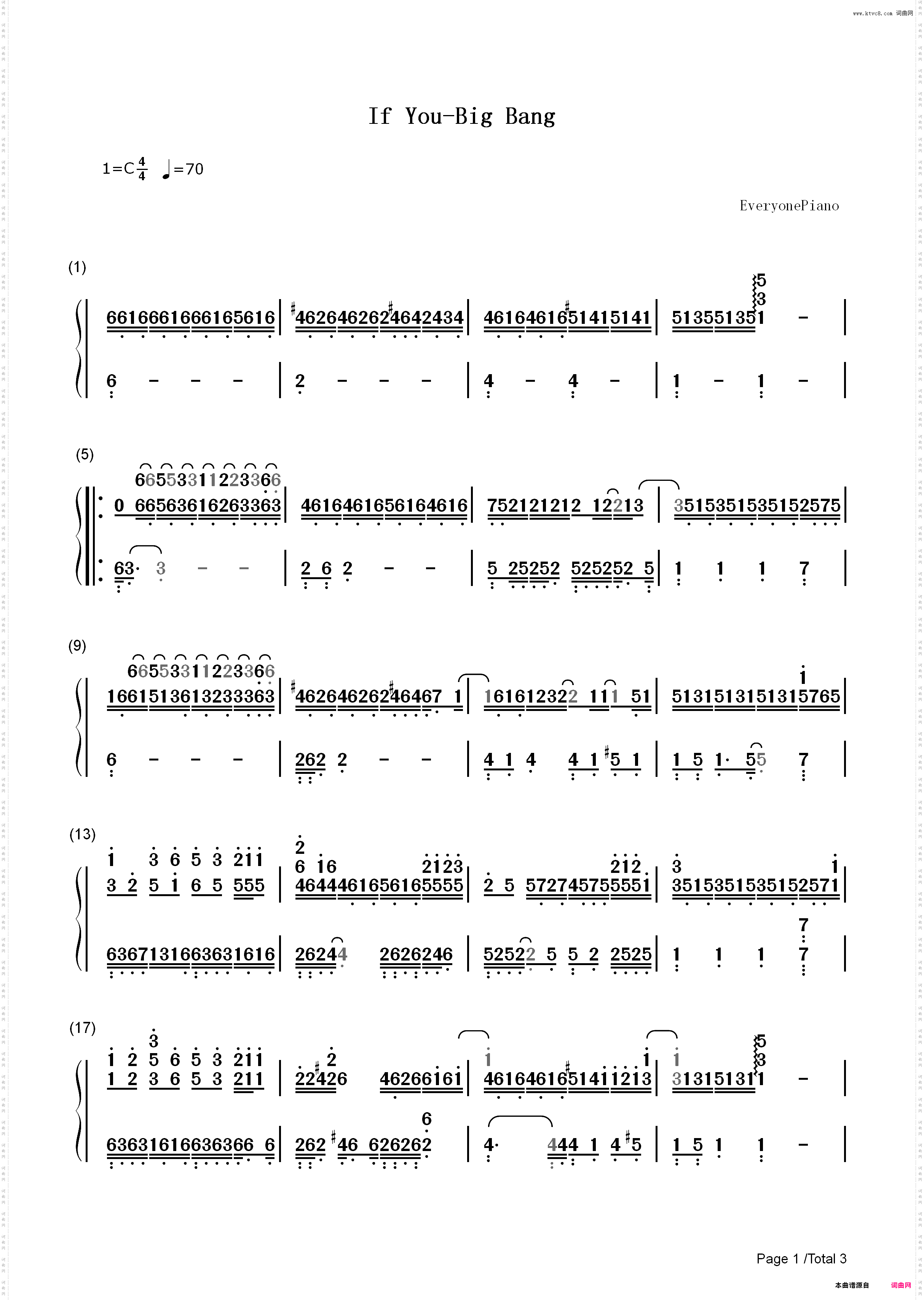 If You-Big Bang_简谱版