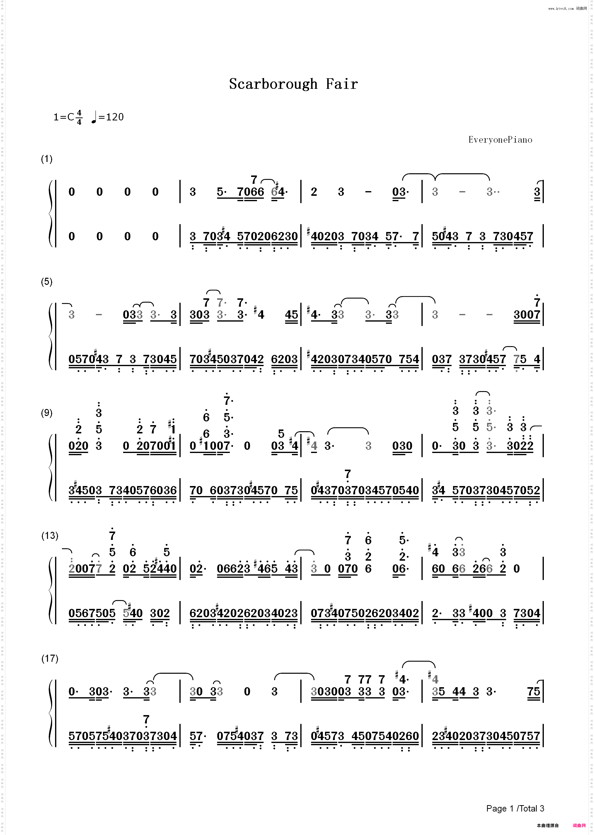 Scarborough Fair-Simon & Garfunkel_简谱版
