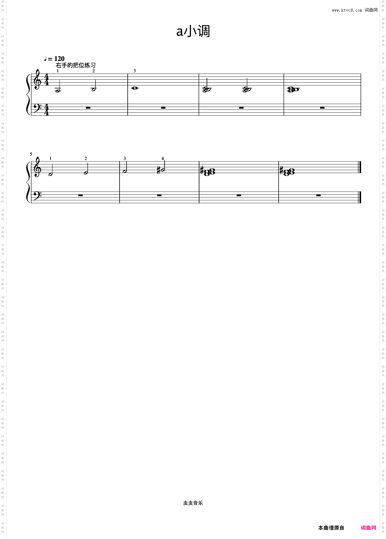 a小调 右手的把位练习《手指训练操》