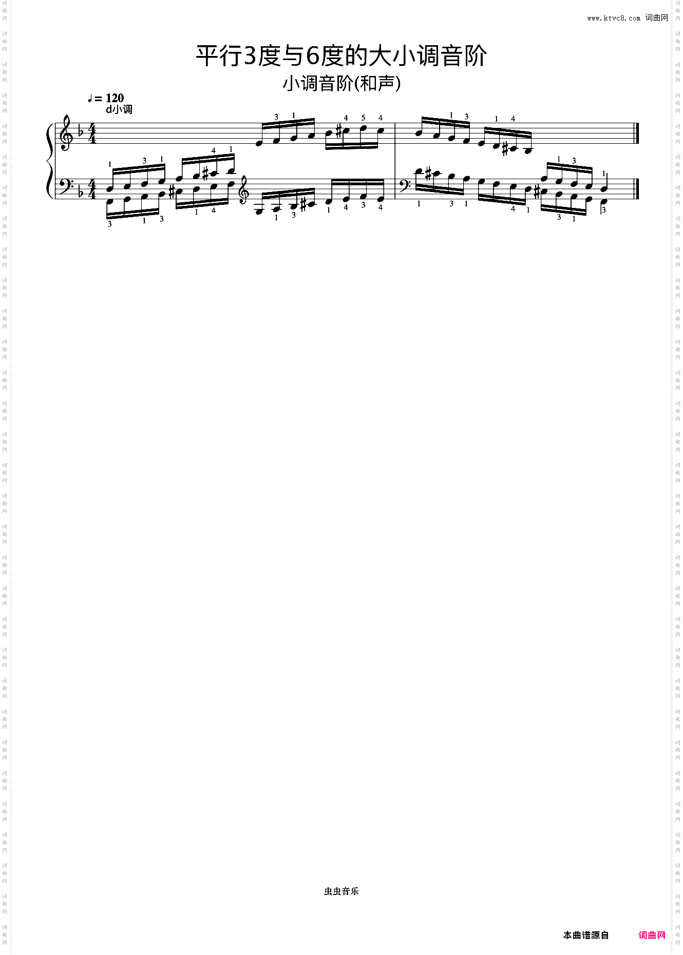 平行3度与6度的大小调音阶26-2《什密特钢琴手指练习》
