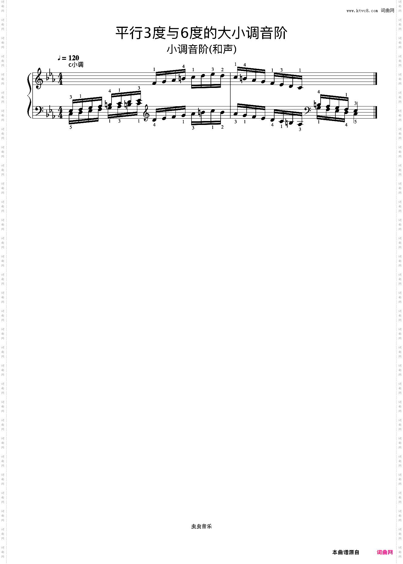 平行3度与6度的大小调音阶24-1《什密特钢琴手指练习》