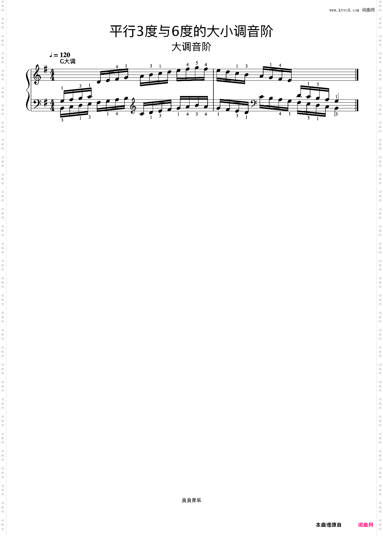 平行3度与6度的大小调音阶02-2《什密特钢琴手指练习》