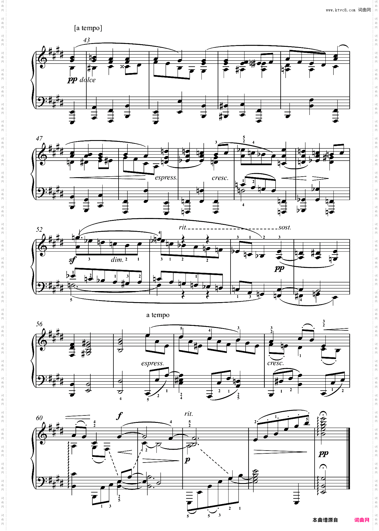 4· E大调间奏曲 勃拉姆斯·sib