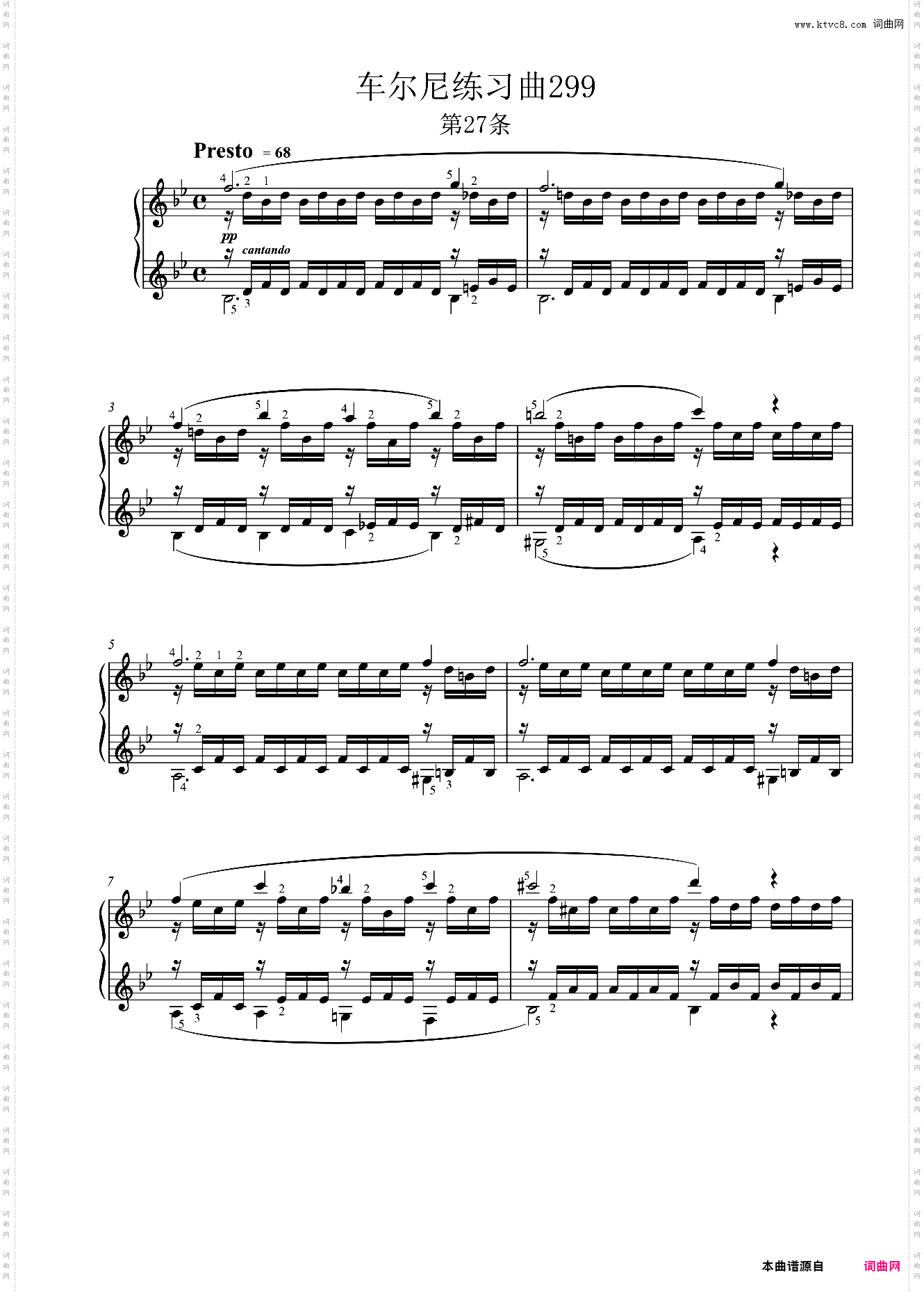 车尔尼299，No27
