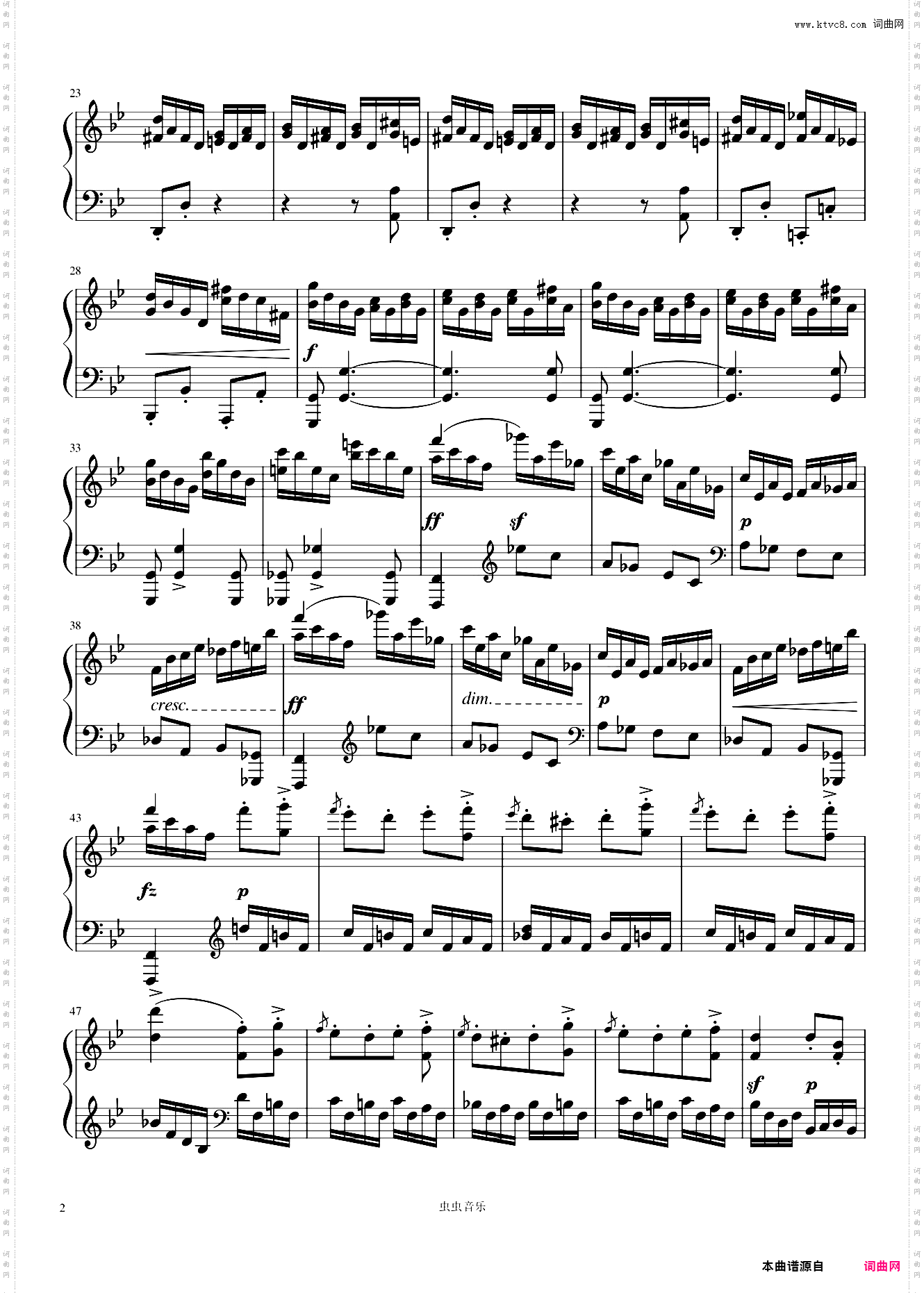 车尔尼g小调练习曲 作品756第25首