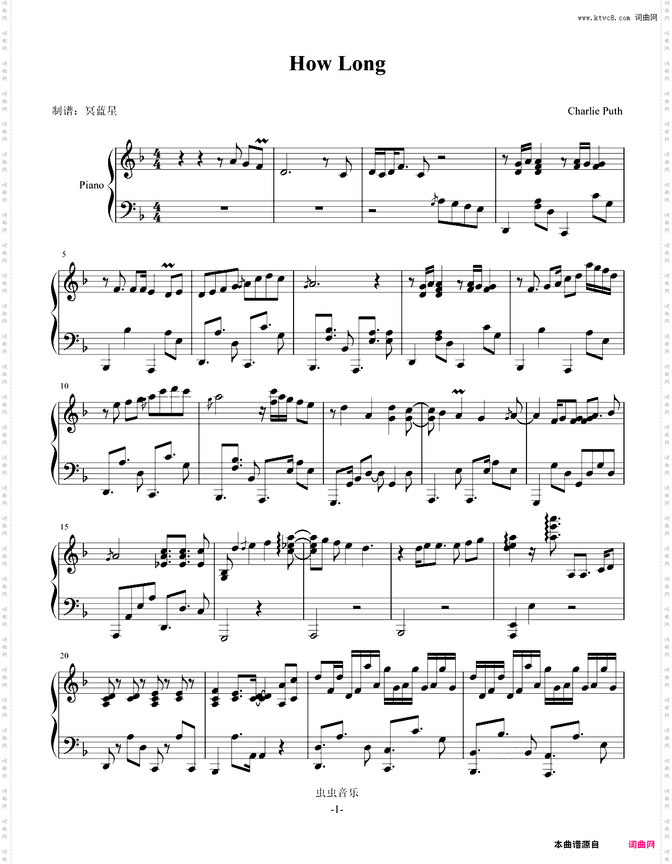 How Long-Charlie Puth-演奏谱