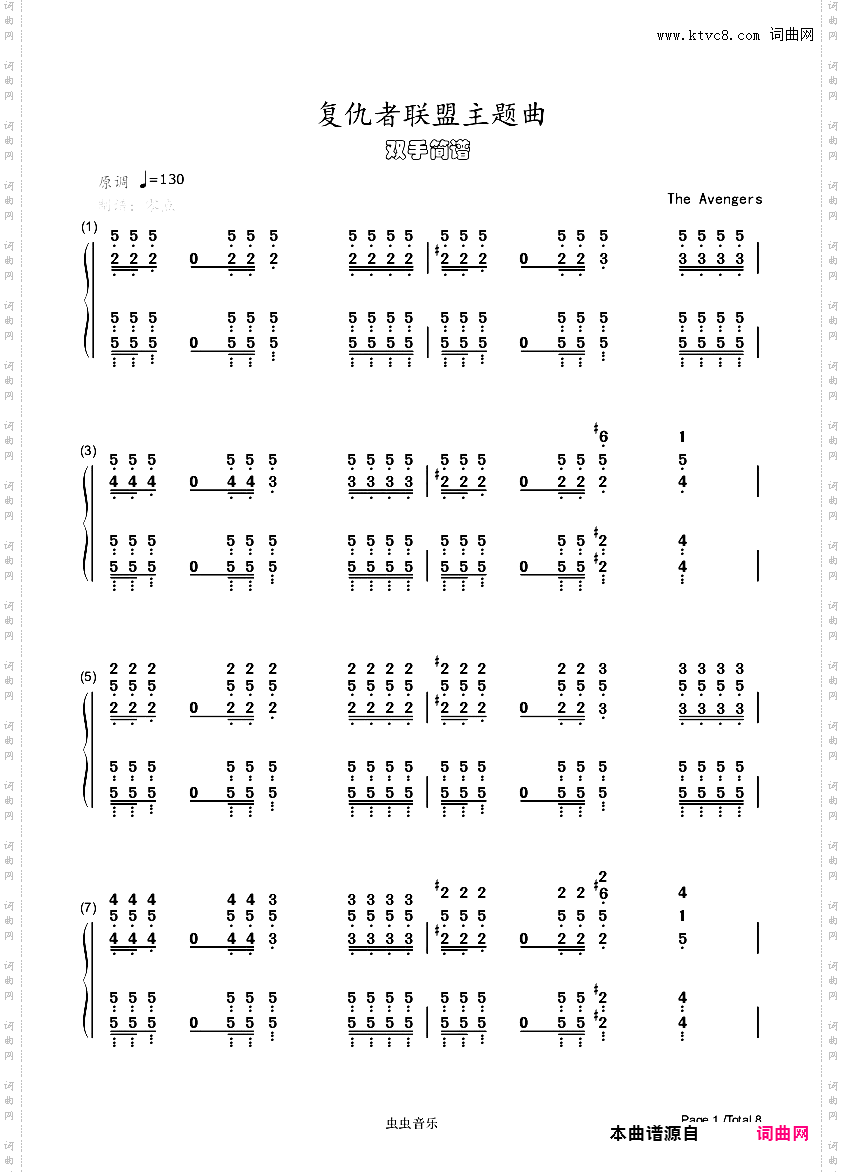 【双手简谱】-复仇者联盟主题曲