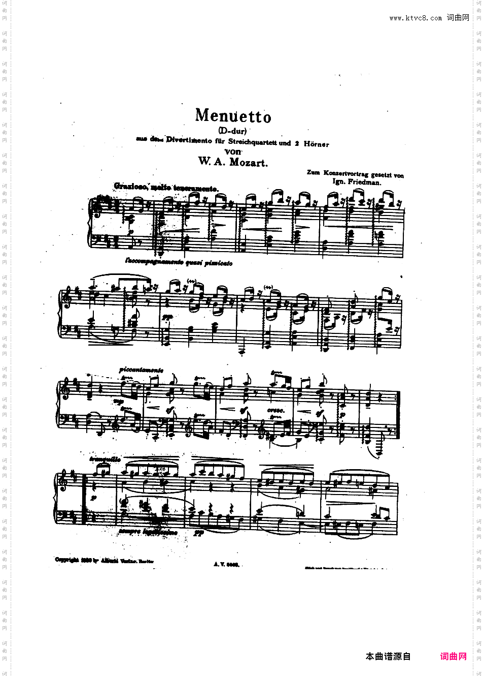 Friedman 改编曲集Mozart-Friedman Minuet in D