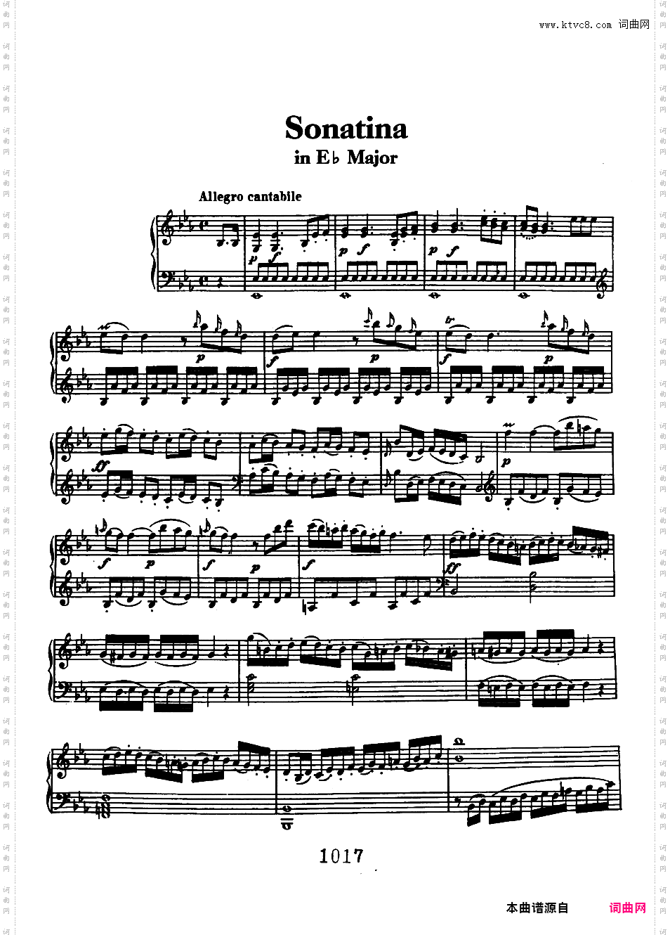 六首钢琴小奏鸣曲Beethoven Sonatina in Eb