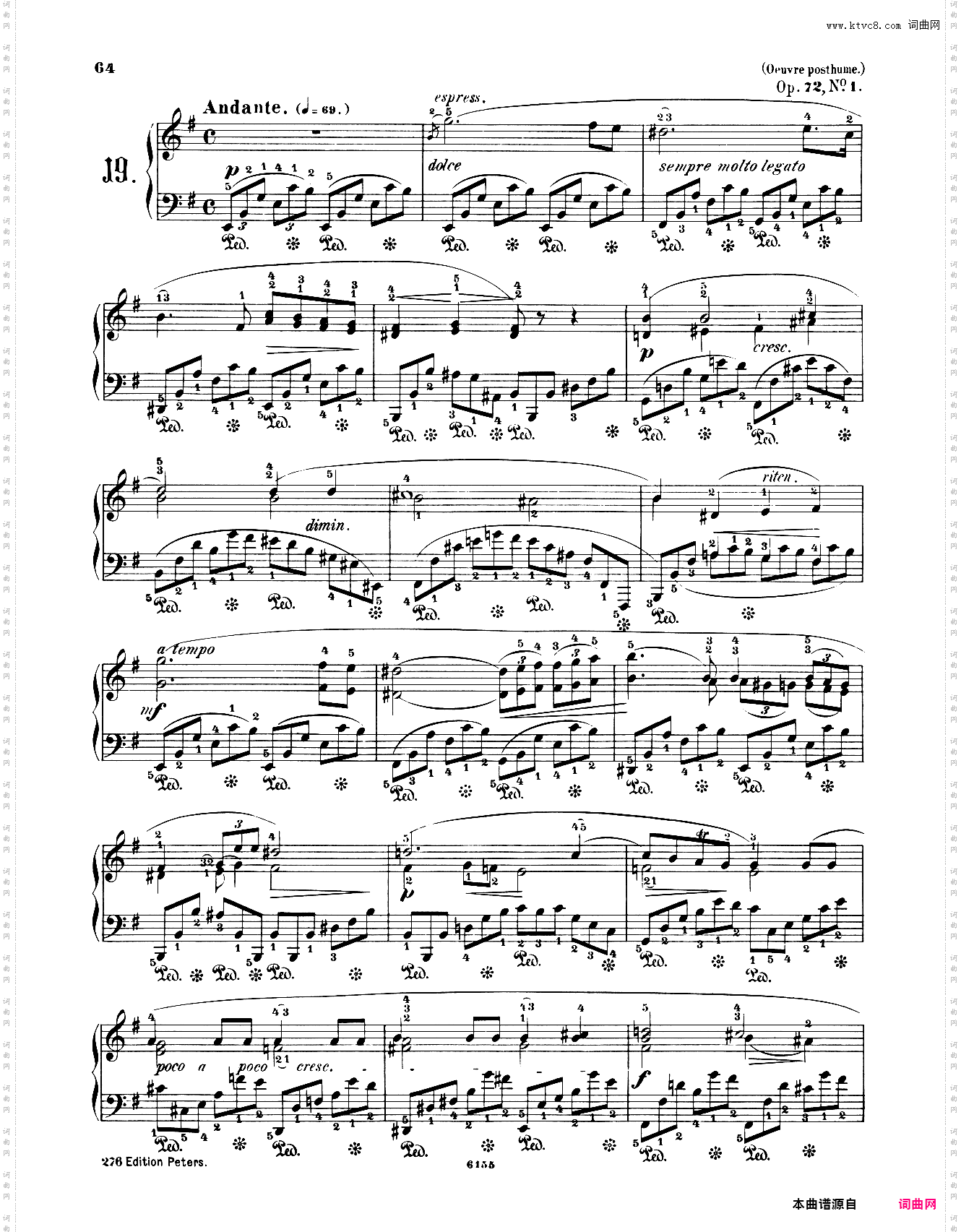 Nocturnes·19 Op· 72 No· 1 in E minor 肖邦夜曲 Frédéric Fran?ois Chopin