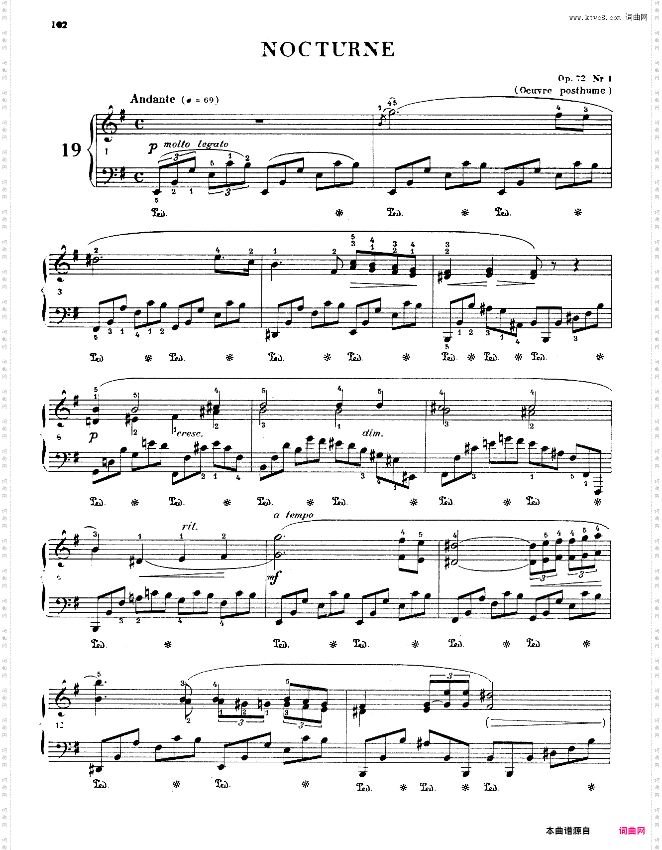 Nocturnes·19 Op· 72 No· 1 in E minor 肖邦夜曲 Frédéric Fran?ois Chopin