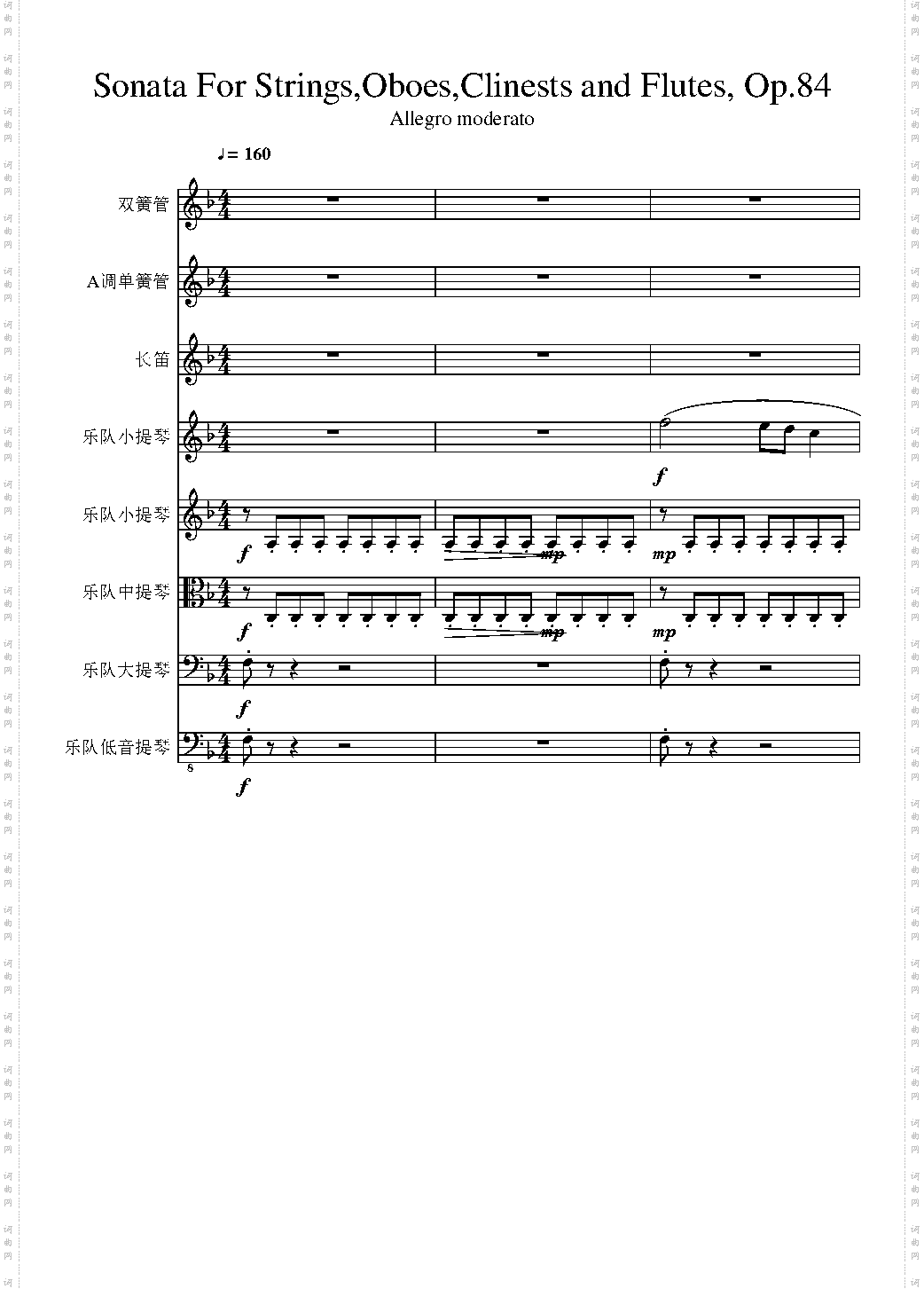 Sonata for strings,Oboes,Clinests and flutes, Op·84