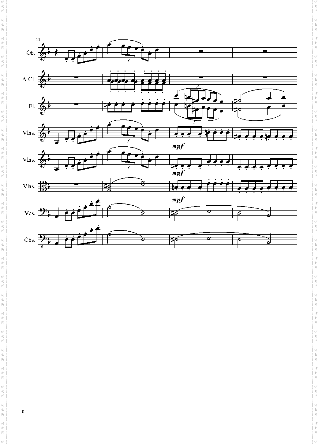 Sonata for strings,Oboes,Clinests and flutes, Op·84