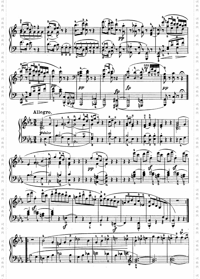 降E大调第四钢琴奏鸣曲-Op·7
