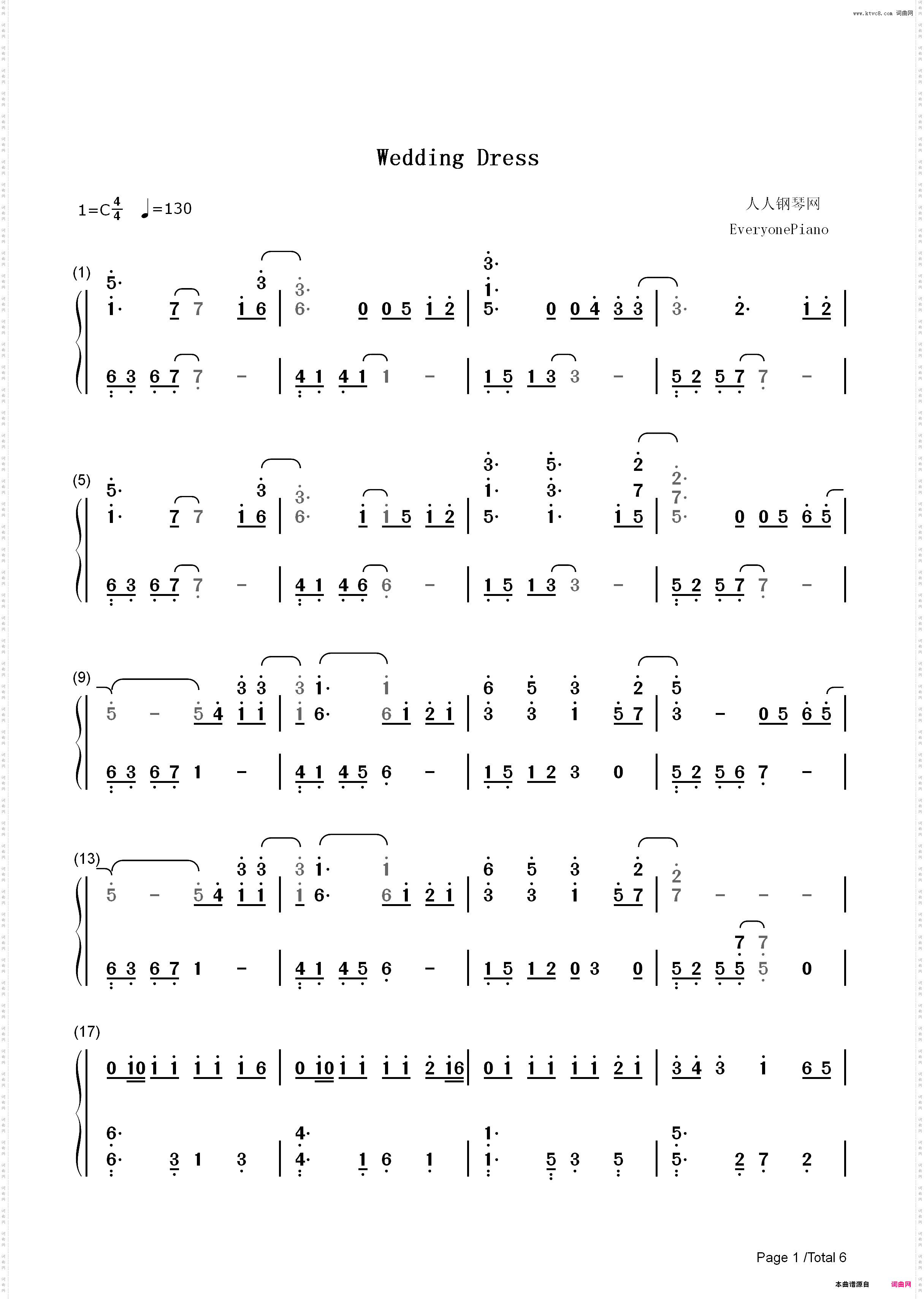 Wedding Dress-Taeyang BigBang_简谱版