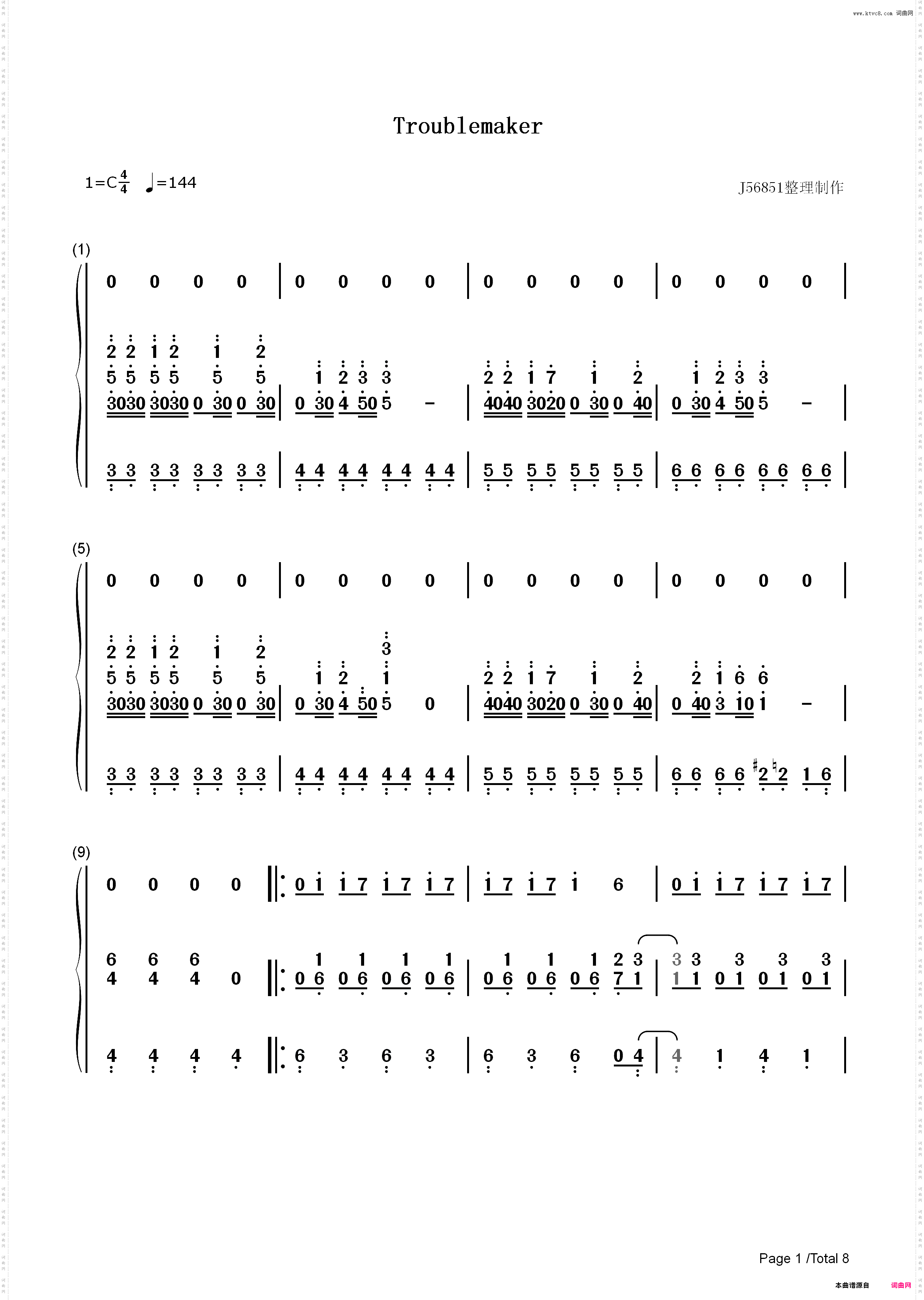 Troublemaker-不平则鸣2主题曲_简谱版