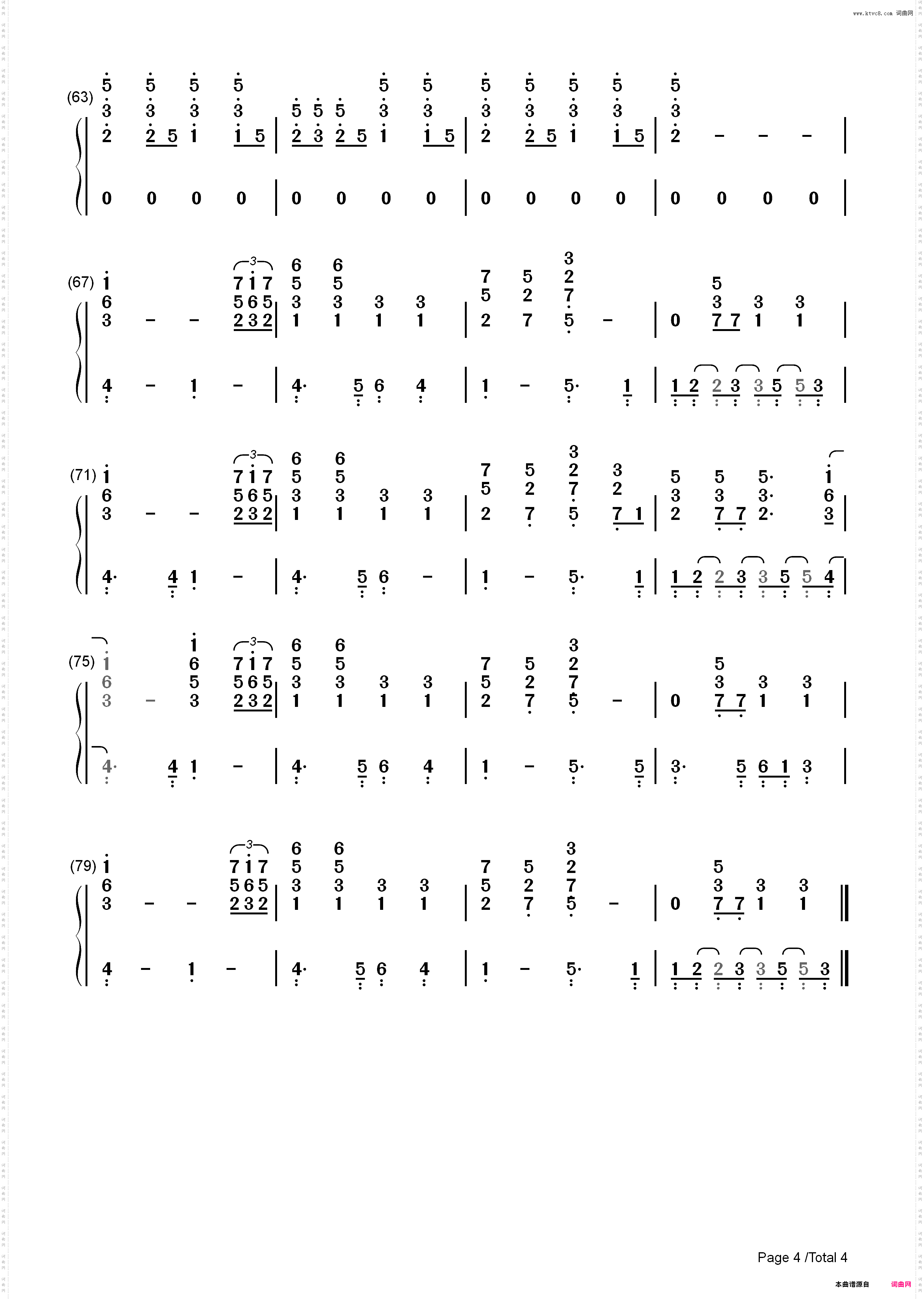 Close to You钢琴伴奏版_简谱版