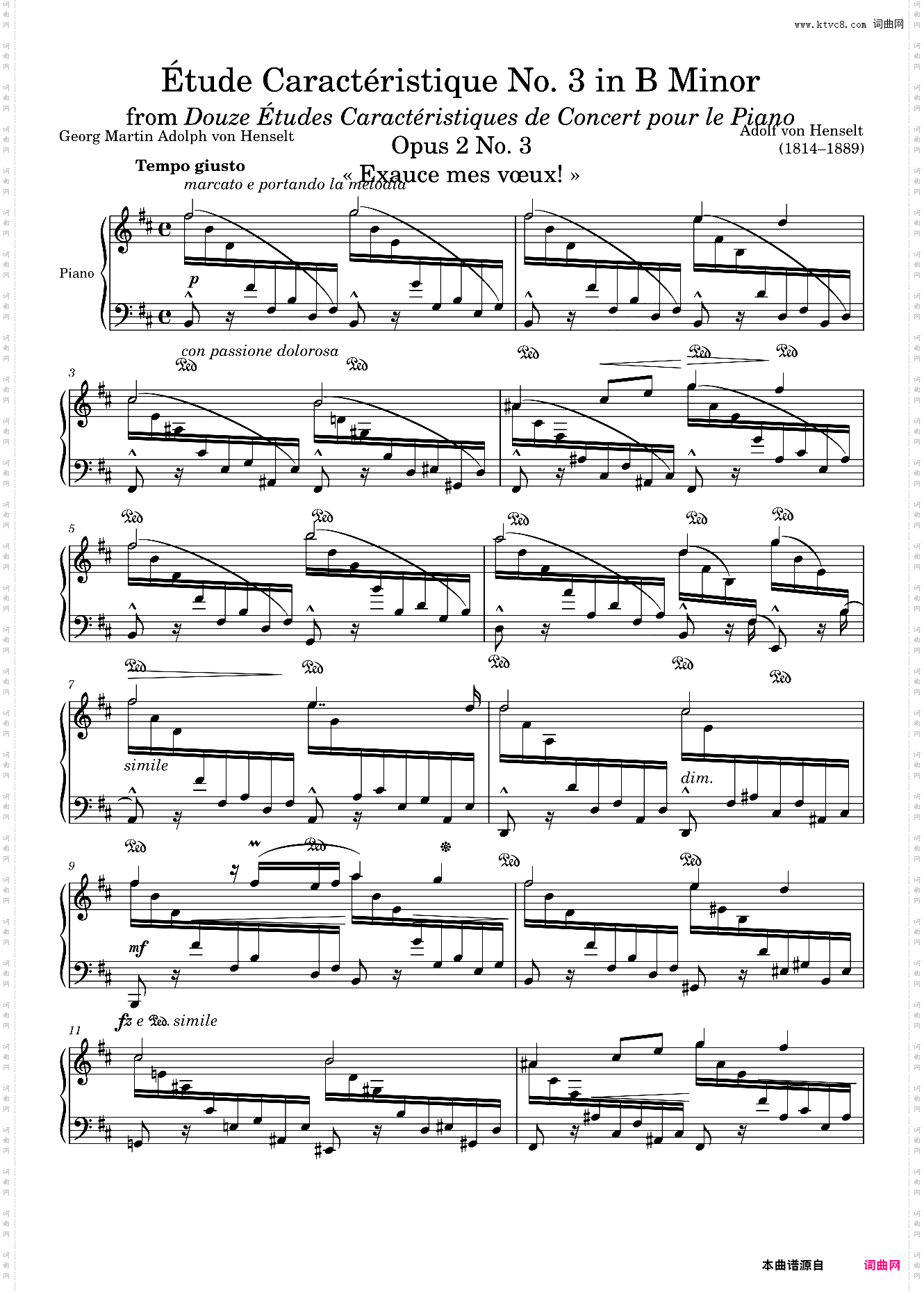 étude Caractéristique Opus 2 No· 3 in B Minor