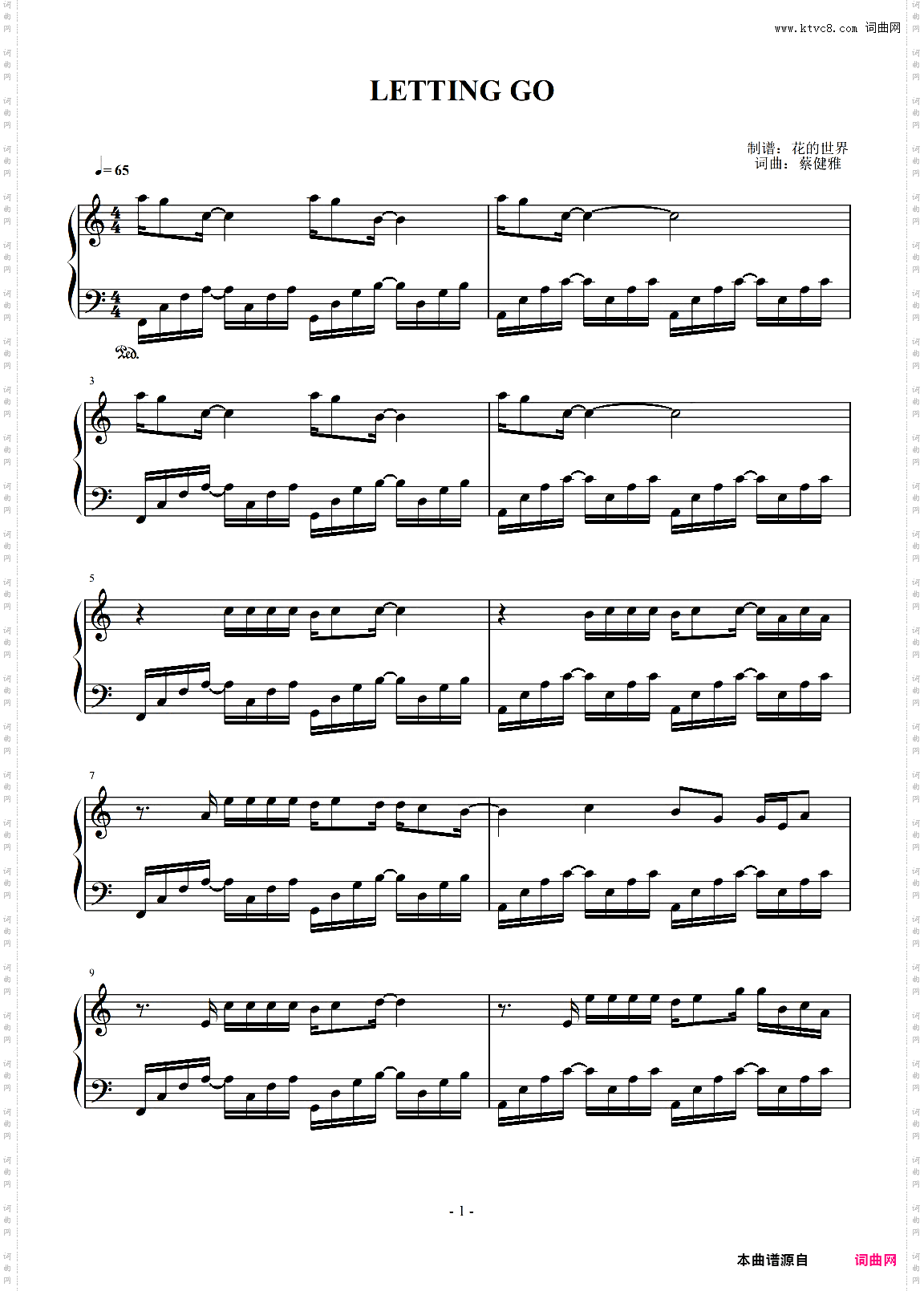 LETTING GO C调简易版 蔡健雅