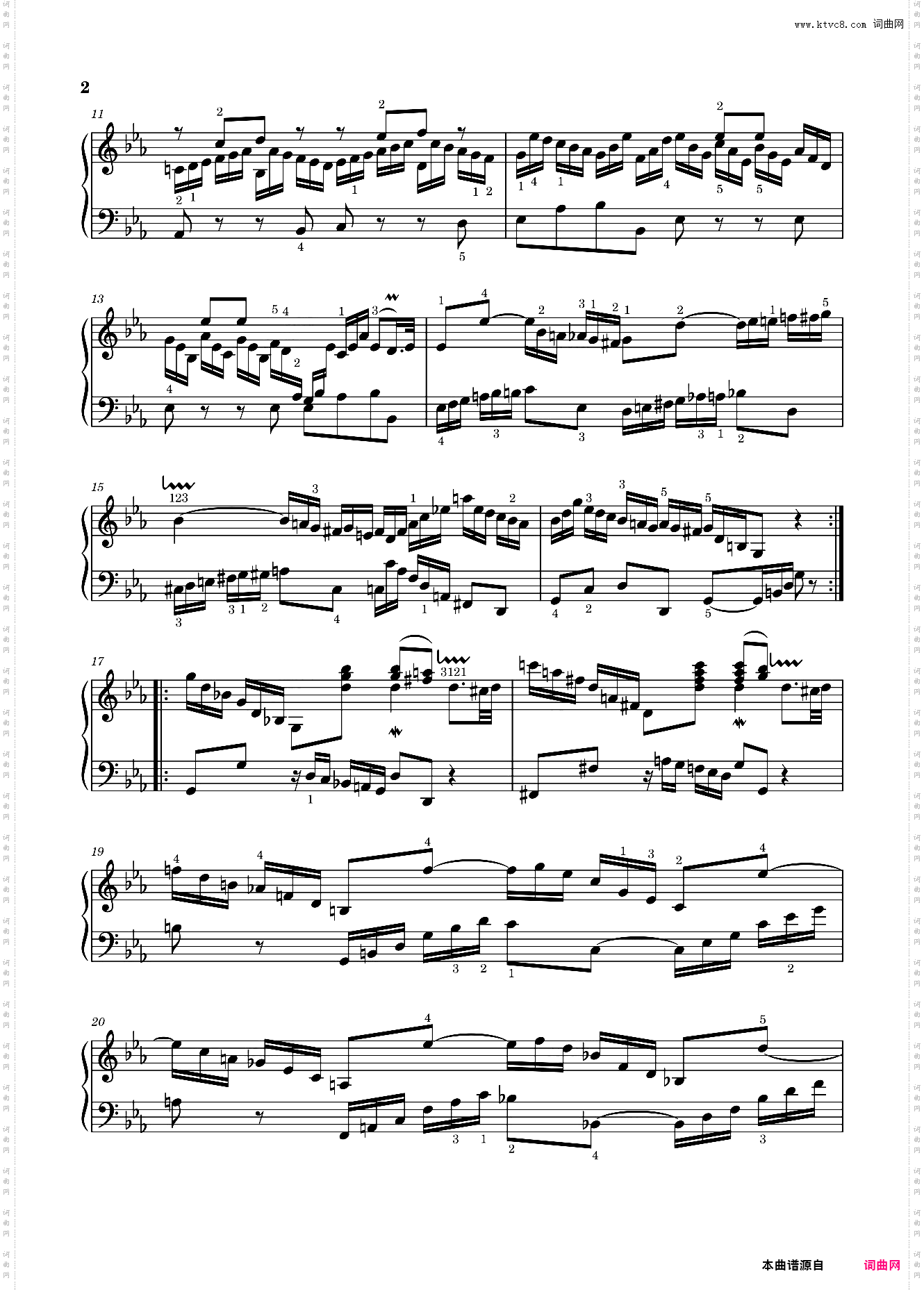巴赫C小调幻想曲 BWV 906带指法