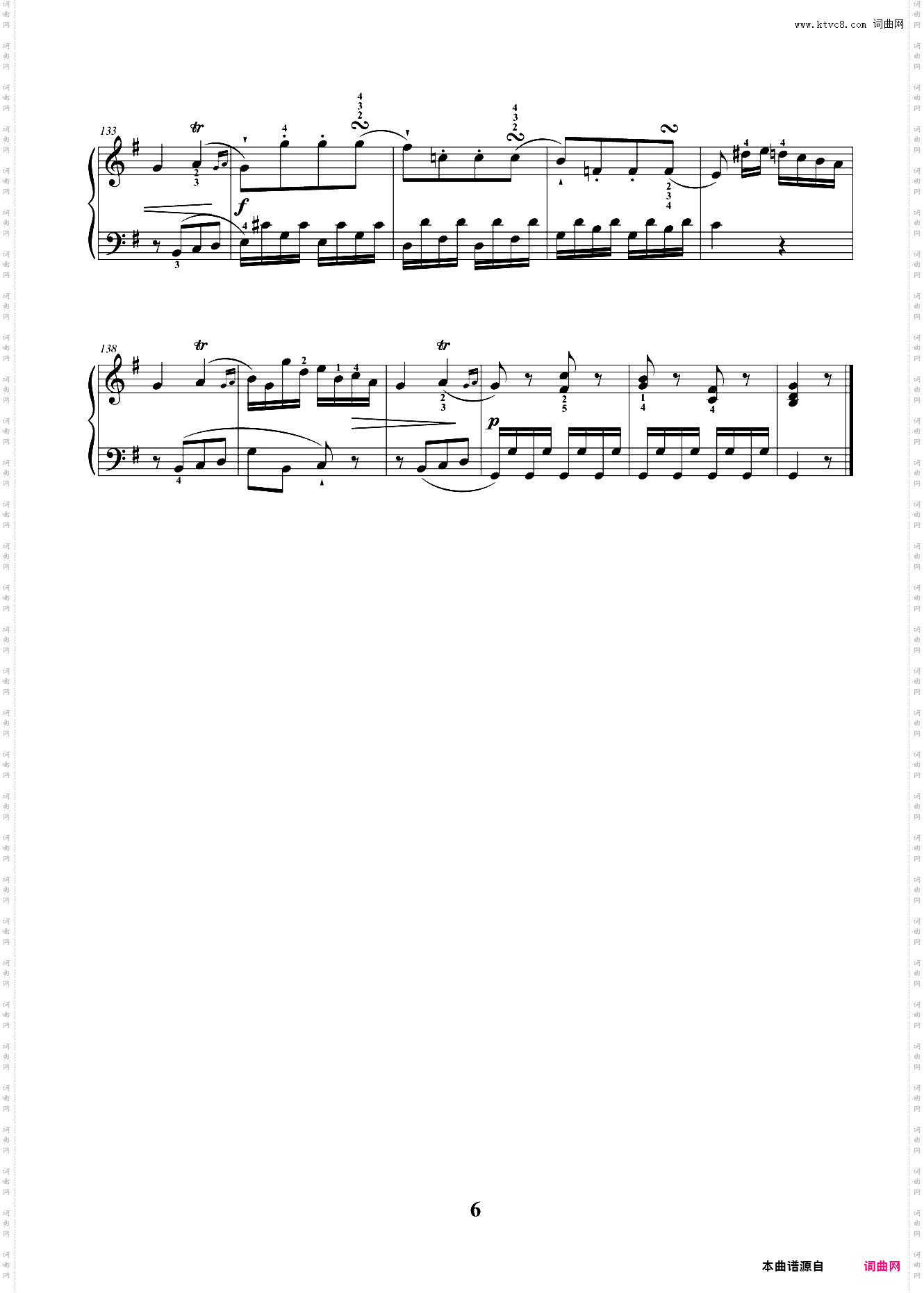 5级 大型乐曲 G大调奏鸣曲