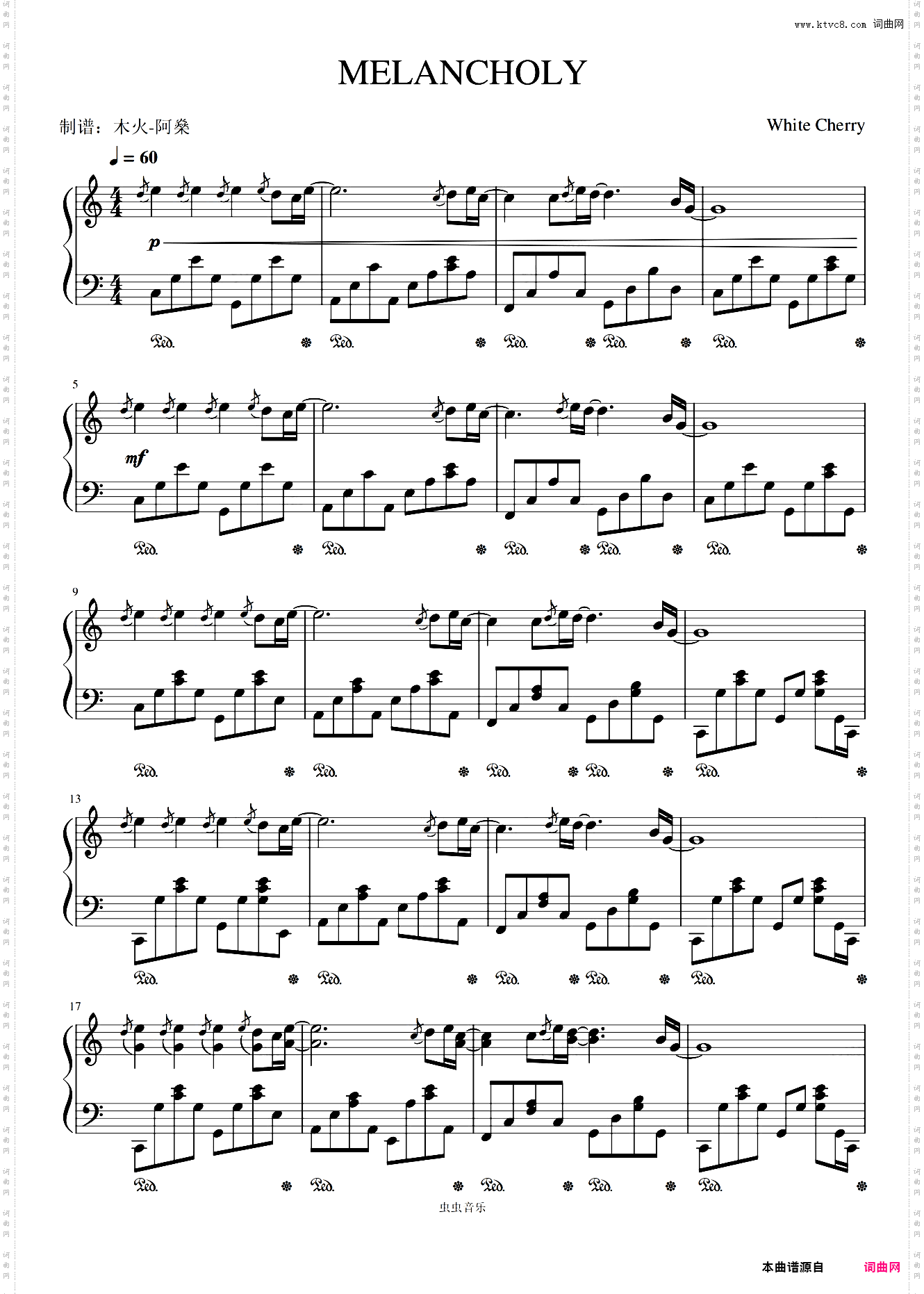 MELANCHOLY-C调简单小改版抖音-女生轻声哼唱