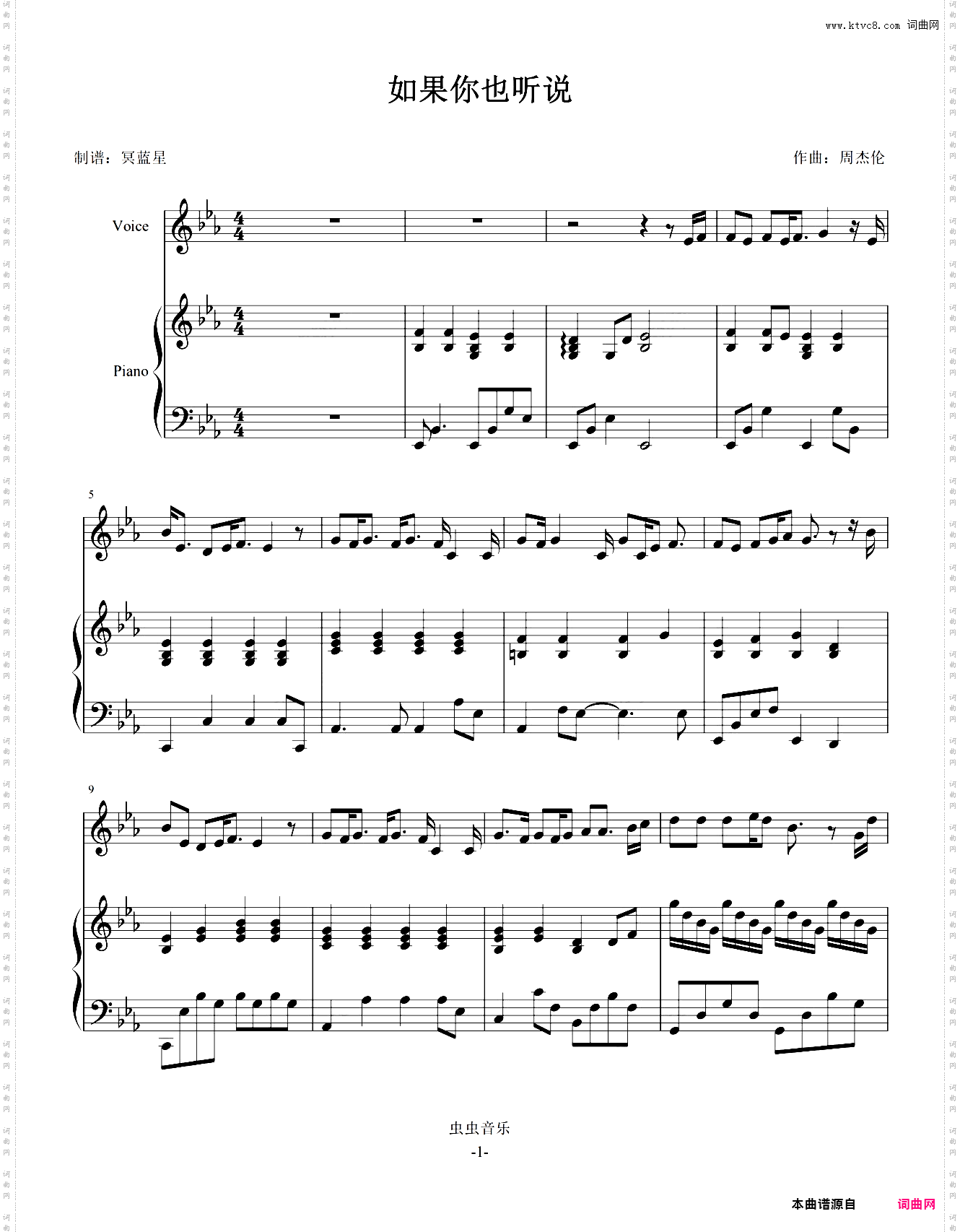 张惠妹-如果你也听说 伴奏谱男生版